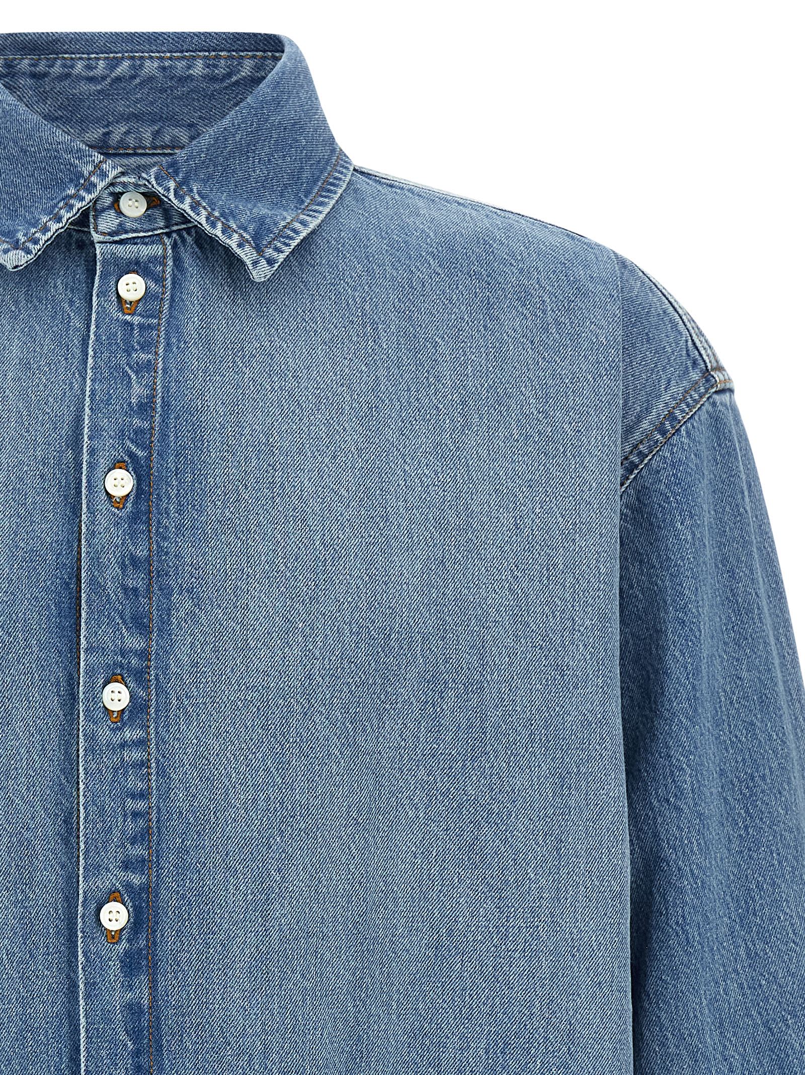 Jacquemus La Chemise De-nimes Simon With Embroidered Logo Clothing In Blue
