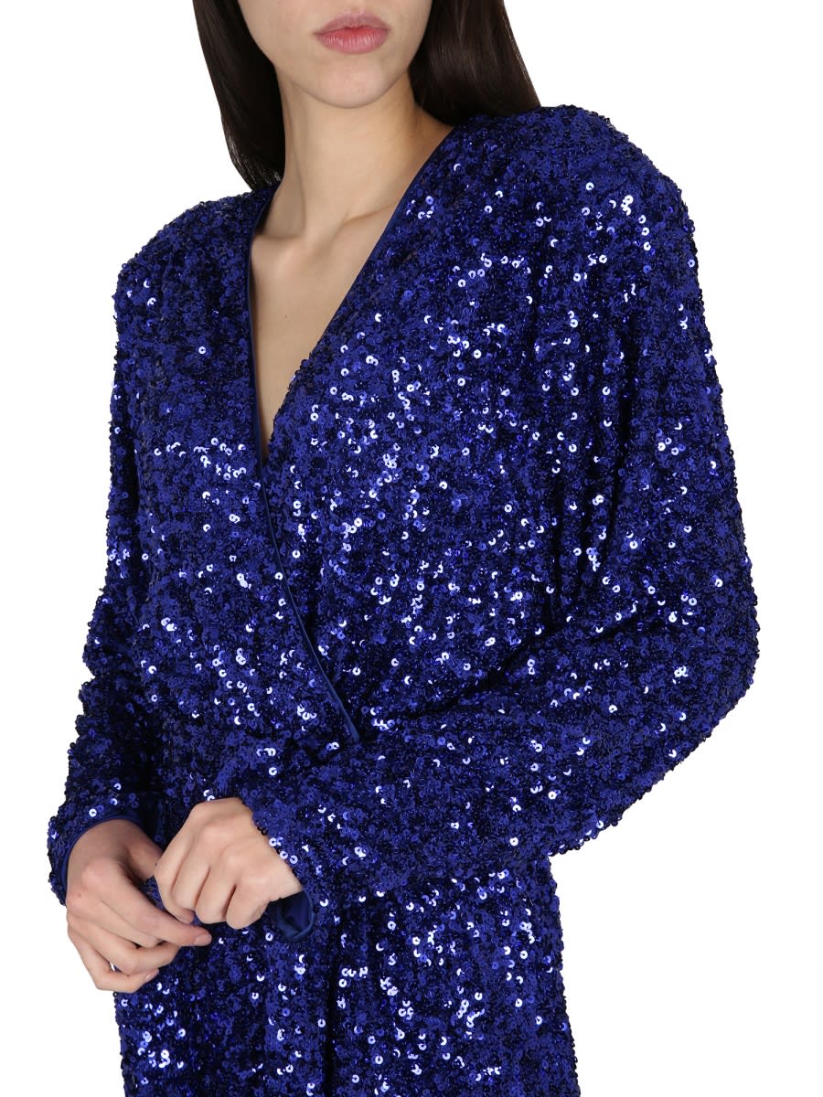 Shop Rotate Birger Christensen Sequined Dress In Blue