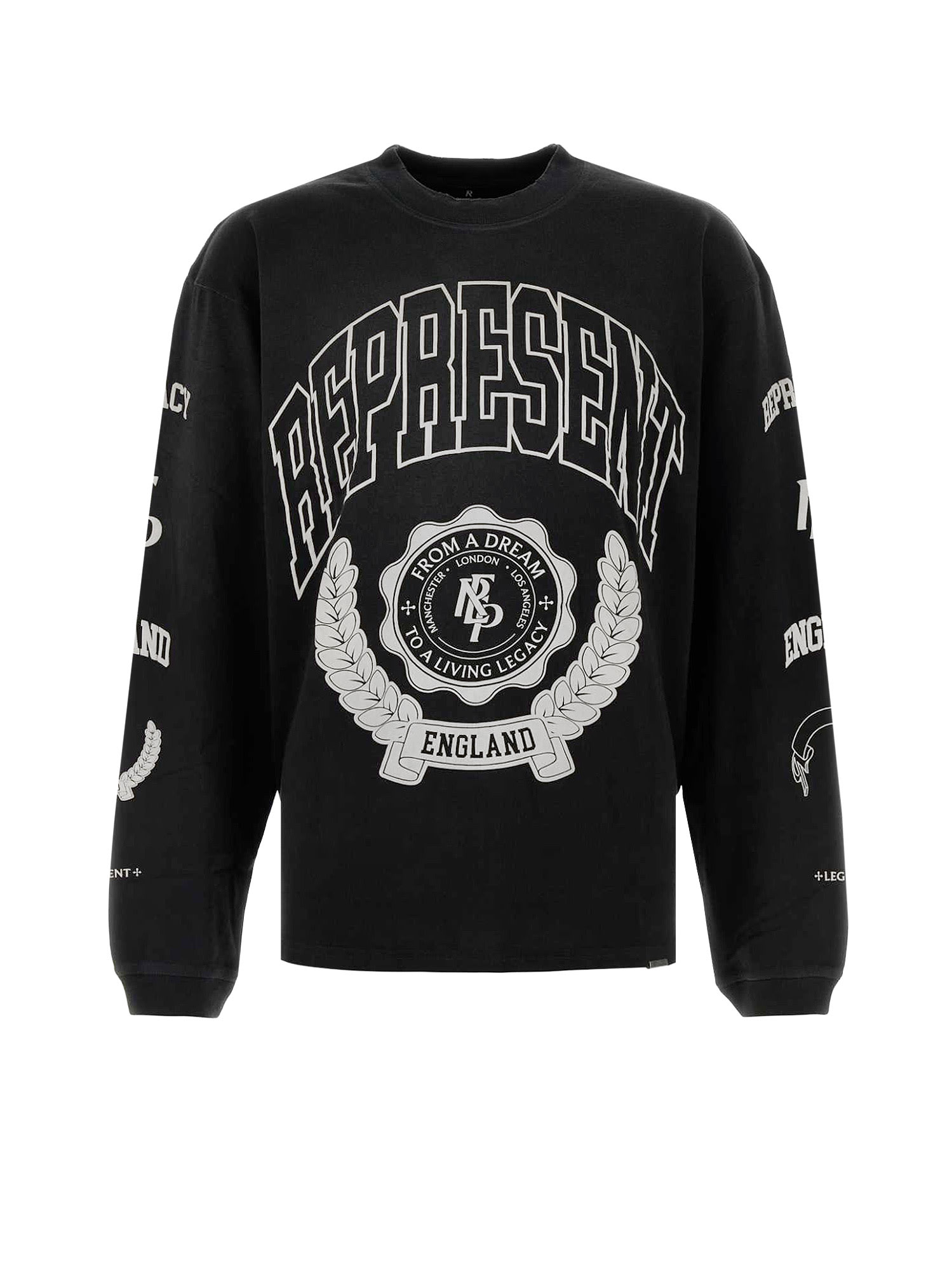Represent Cotton Sweatshirt With Distressed Effect In Black