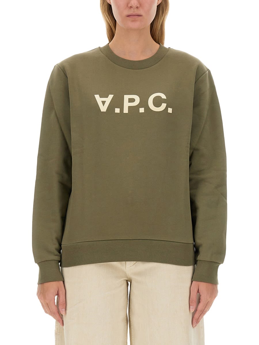 Shop Apc Sweatshirt With Logo In Brown