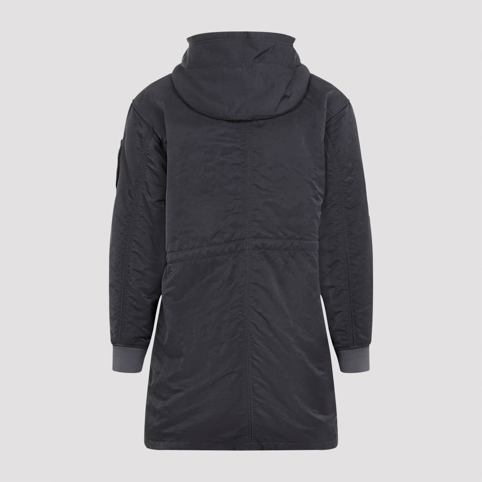 Shop C.p. Company Nylon Long Jacket In Black Sand