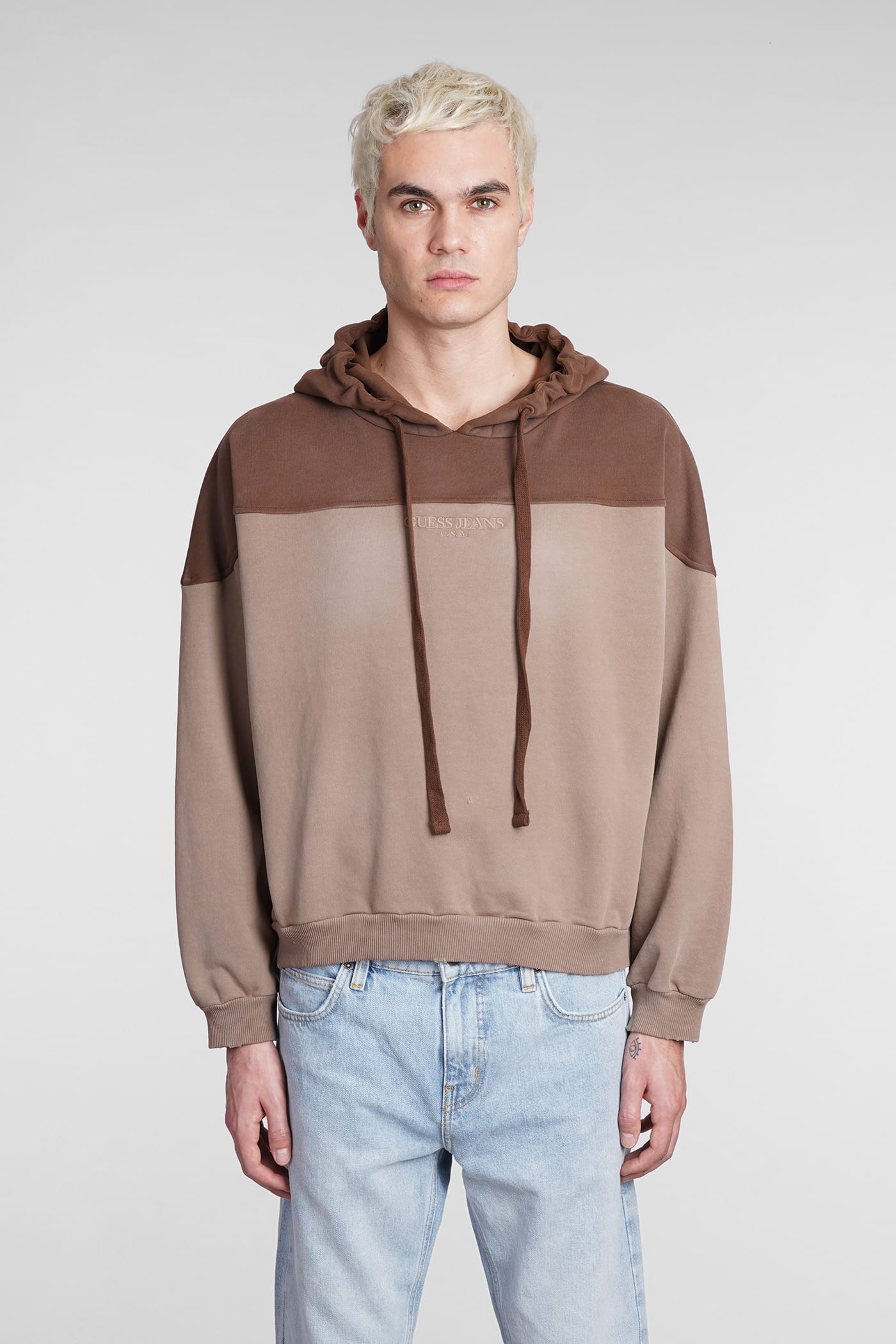 Guess Sweatshirt In Brown Cotton