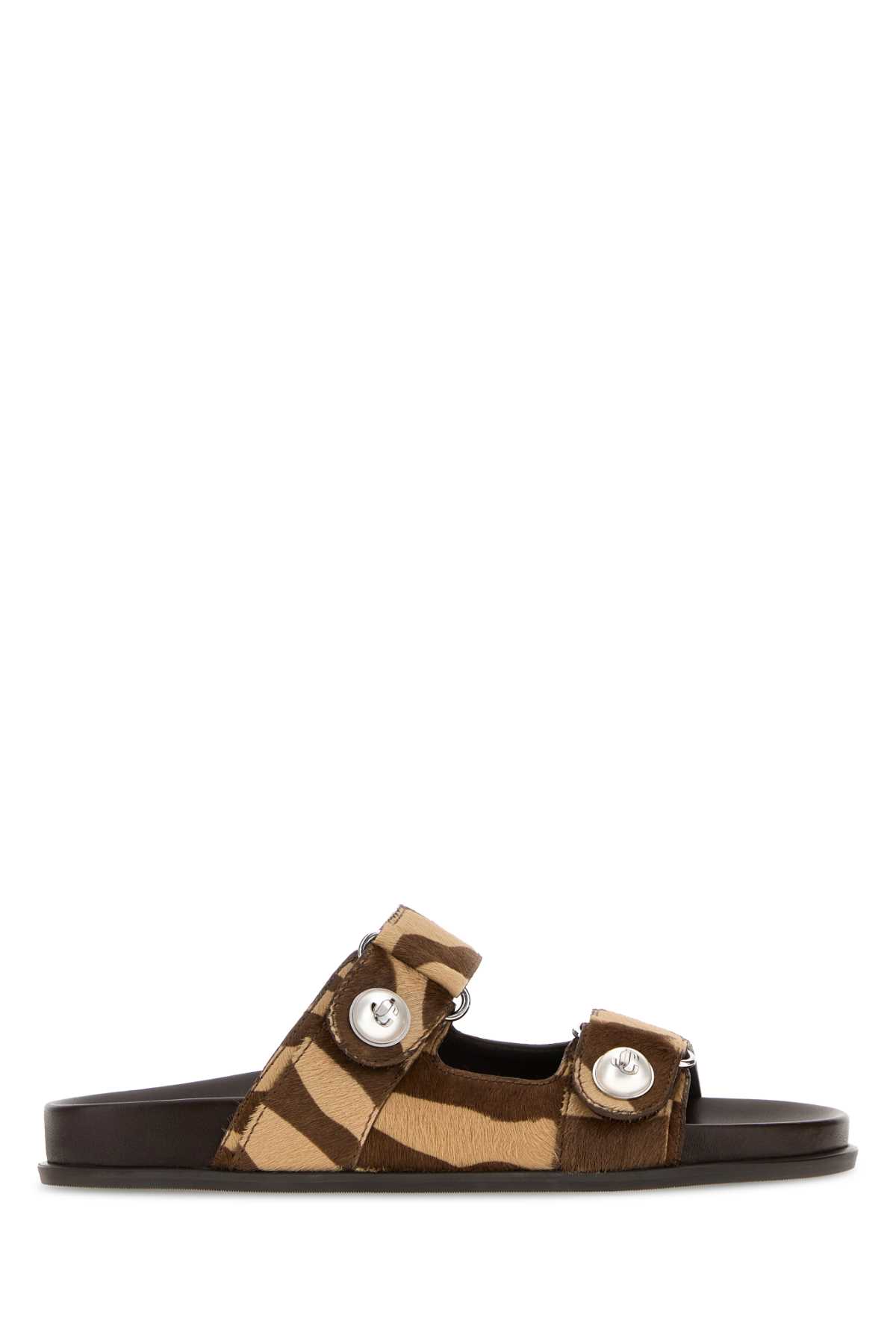 Jimmy Choo Faux Pearl-embellished Zebra-print Calf Hair Sandals In Brown