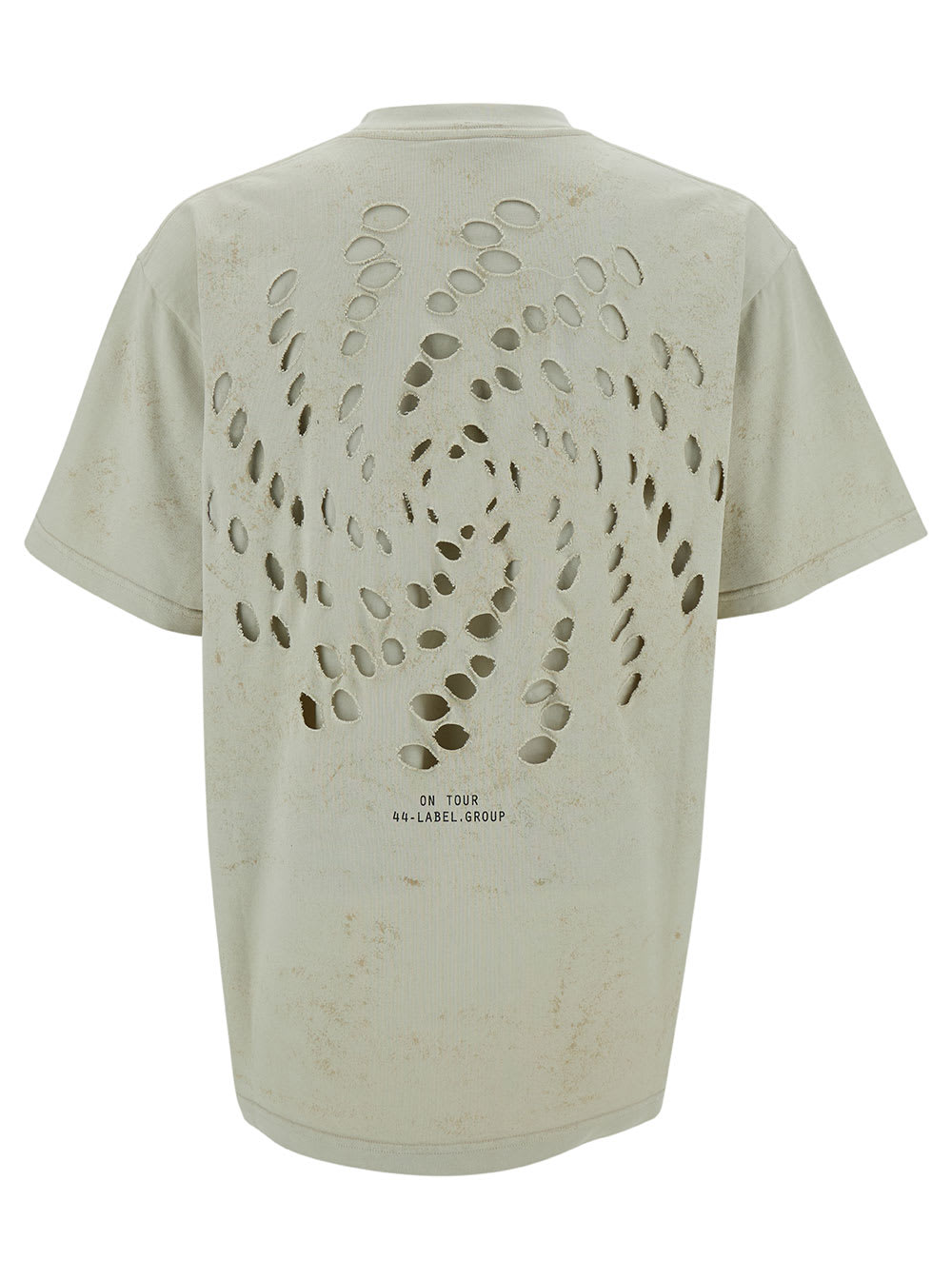 Shop 44 Label Group Beige T-shirt With Logo Embroidery And Cut-out In Cotton Man In White