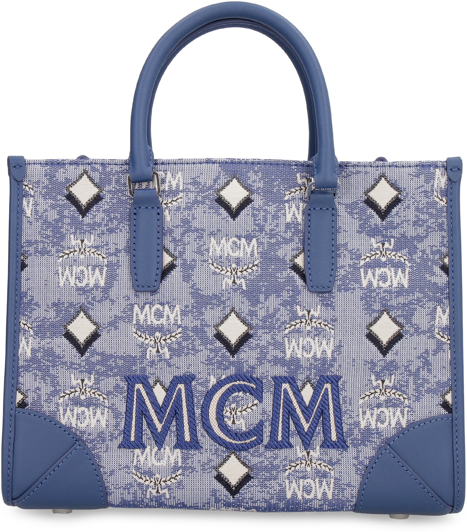 Mcm Canvas Handbag In Blue Modesens 