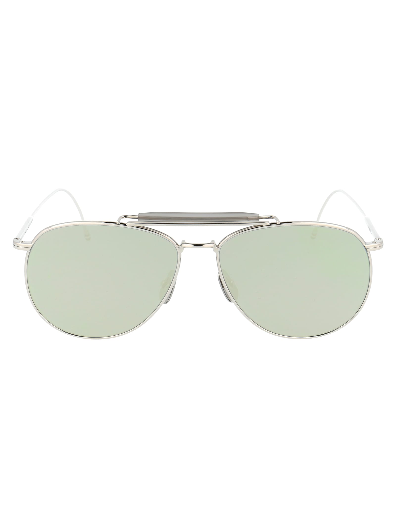 Thom Browne Tb-015 Sunglasses In Silver-grey W/dark Grey-mirror-ar