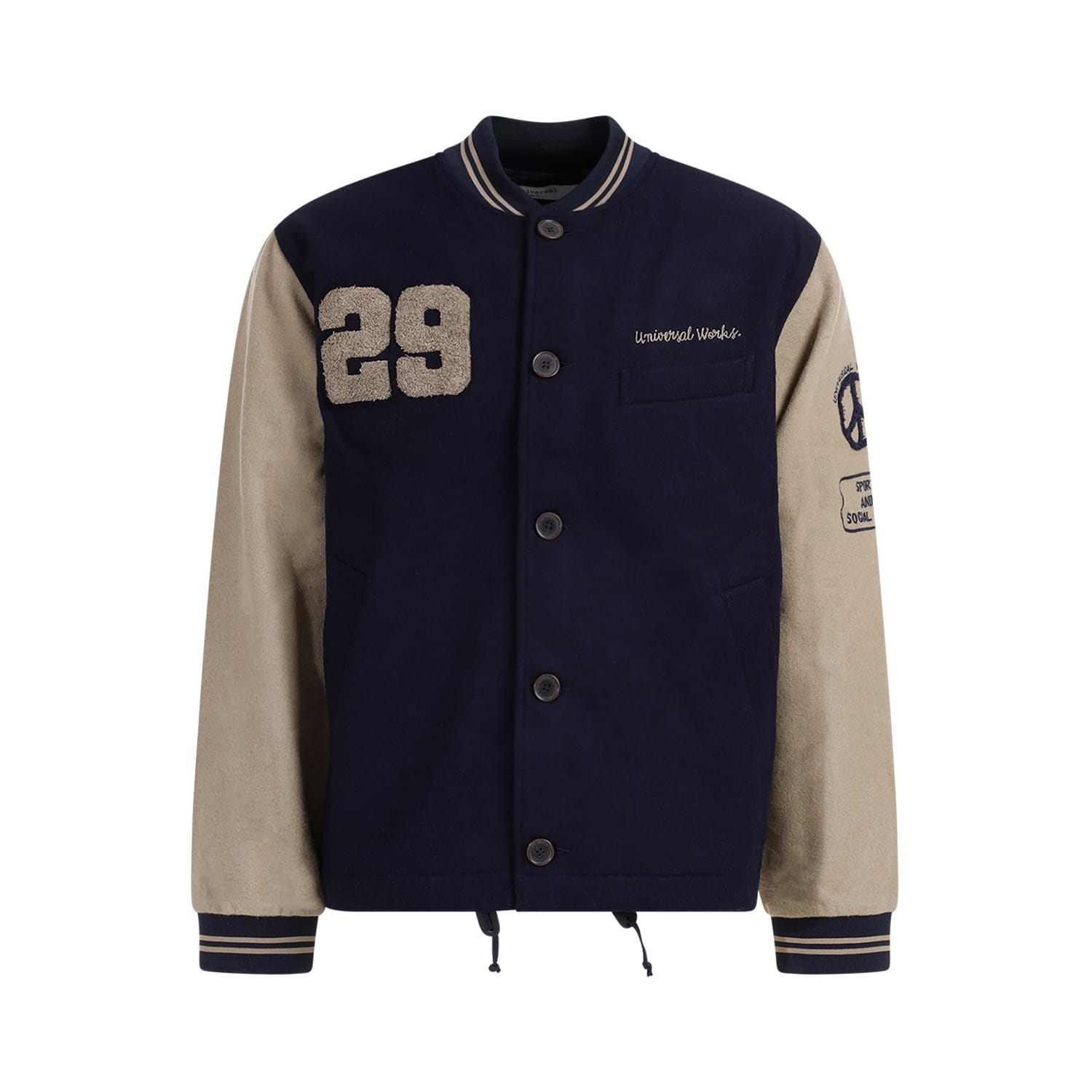 Shop Universal Works Newark Bomber In Navy Sand