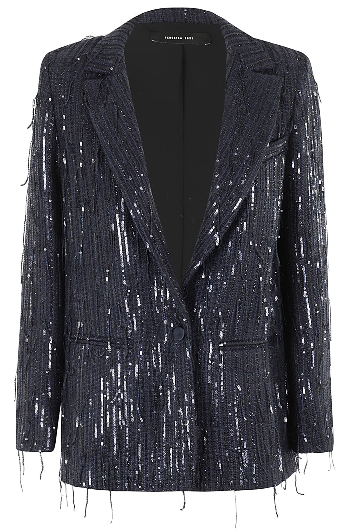 Shop Federica Tosi Blazer Paillettes In Blue