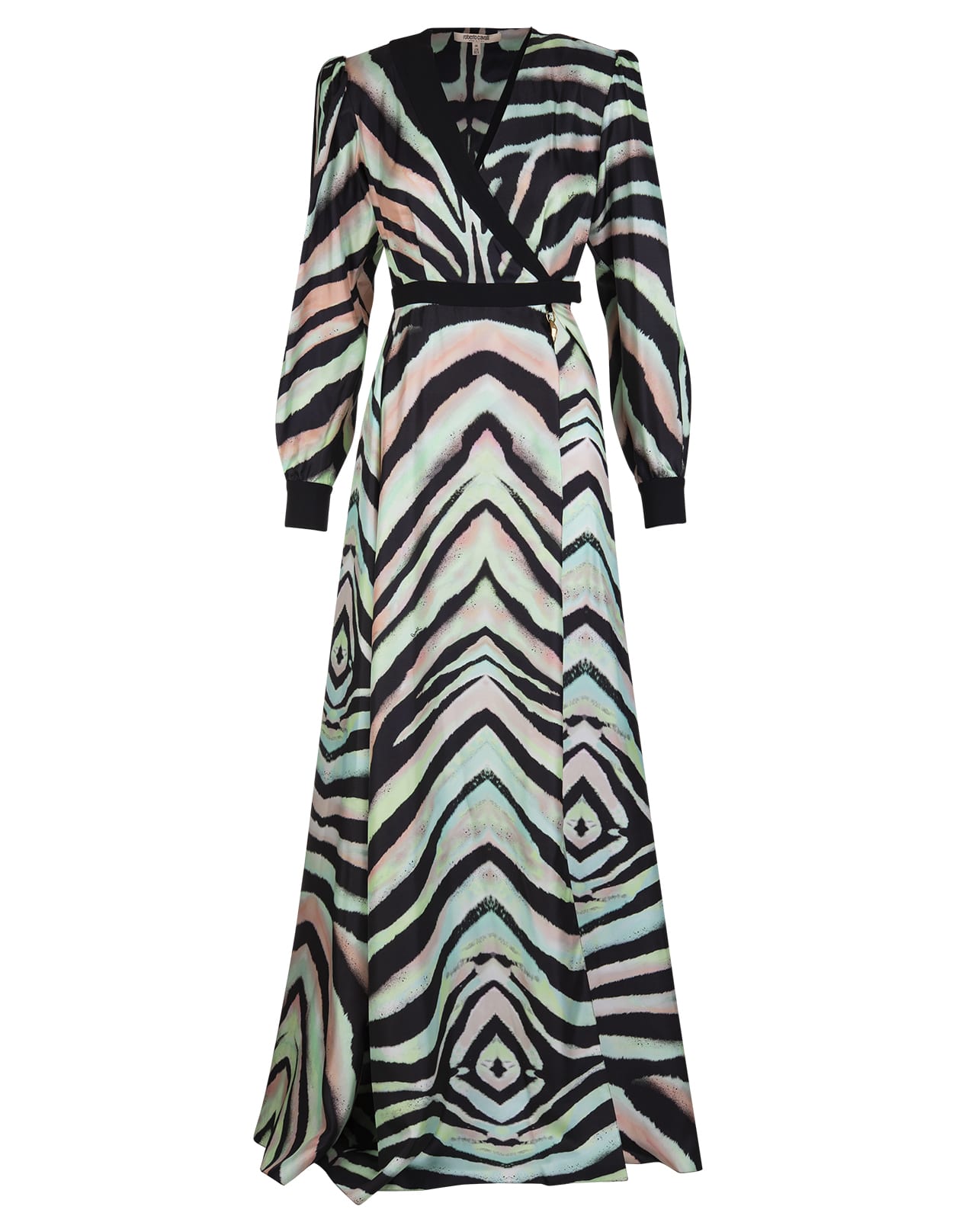 Roberto Cavalli Long Silk Dress With Zebra Print