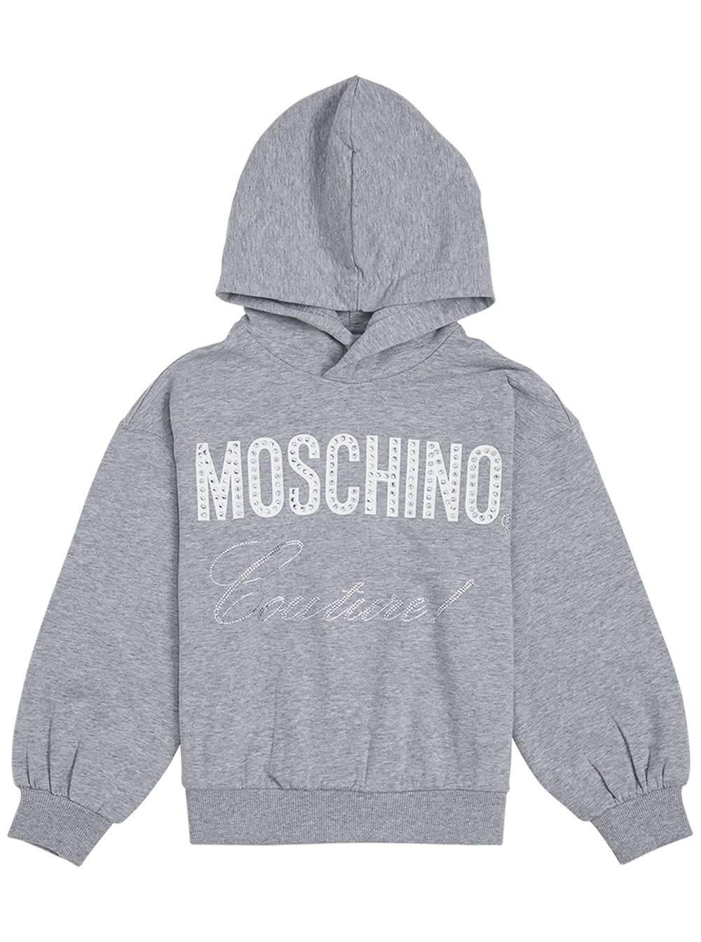 Moschino Grey Jersey Hoodie With Logo Print