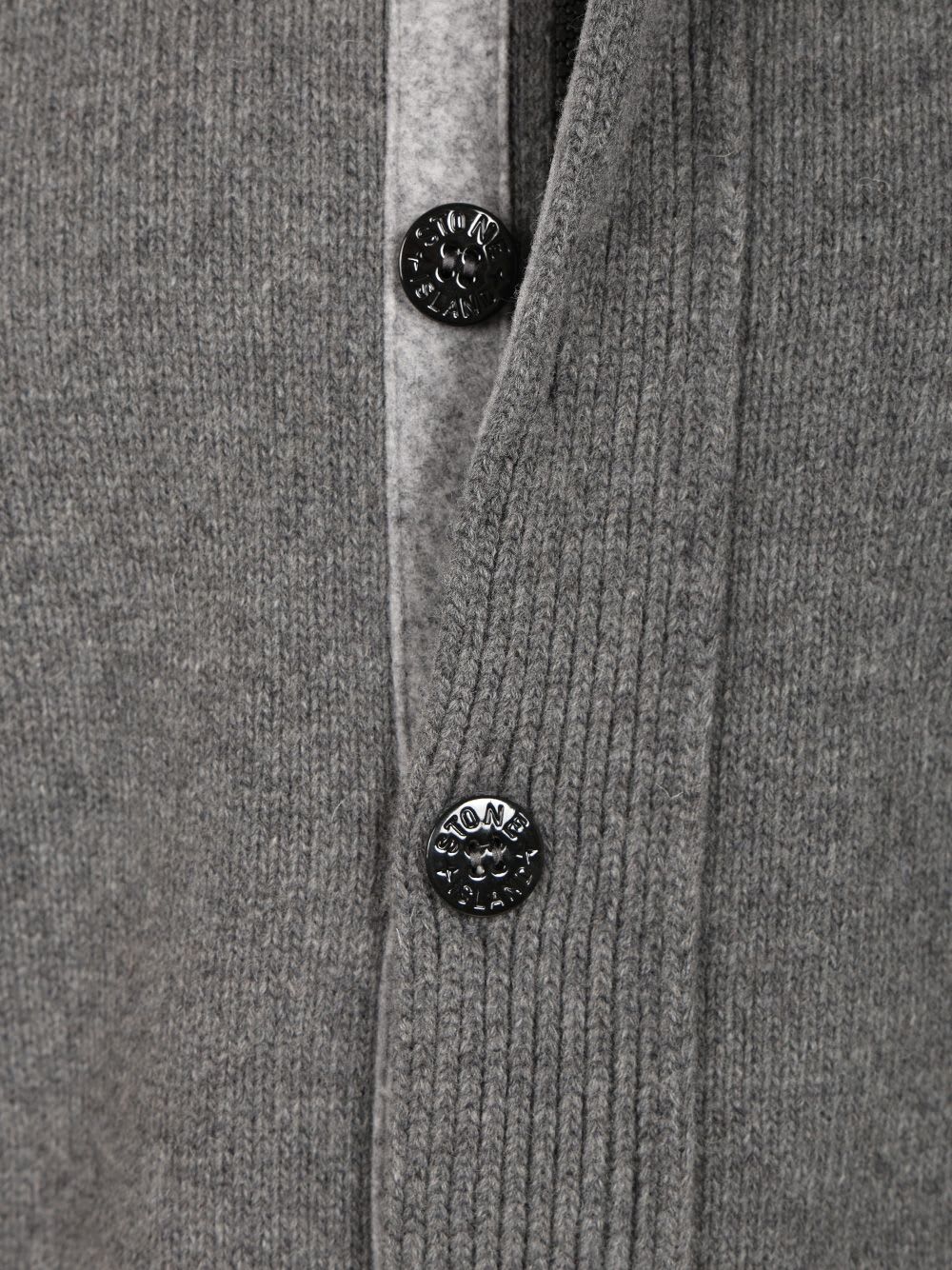 Stone Island Knit Button-up Jumper In Lamb Wool And Nylon Blend In Gray