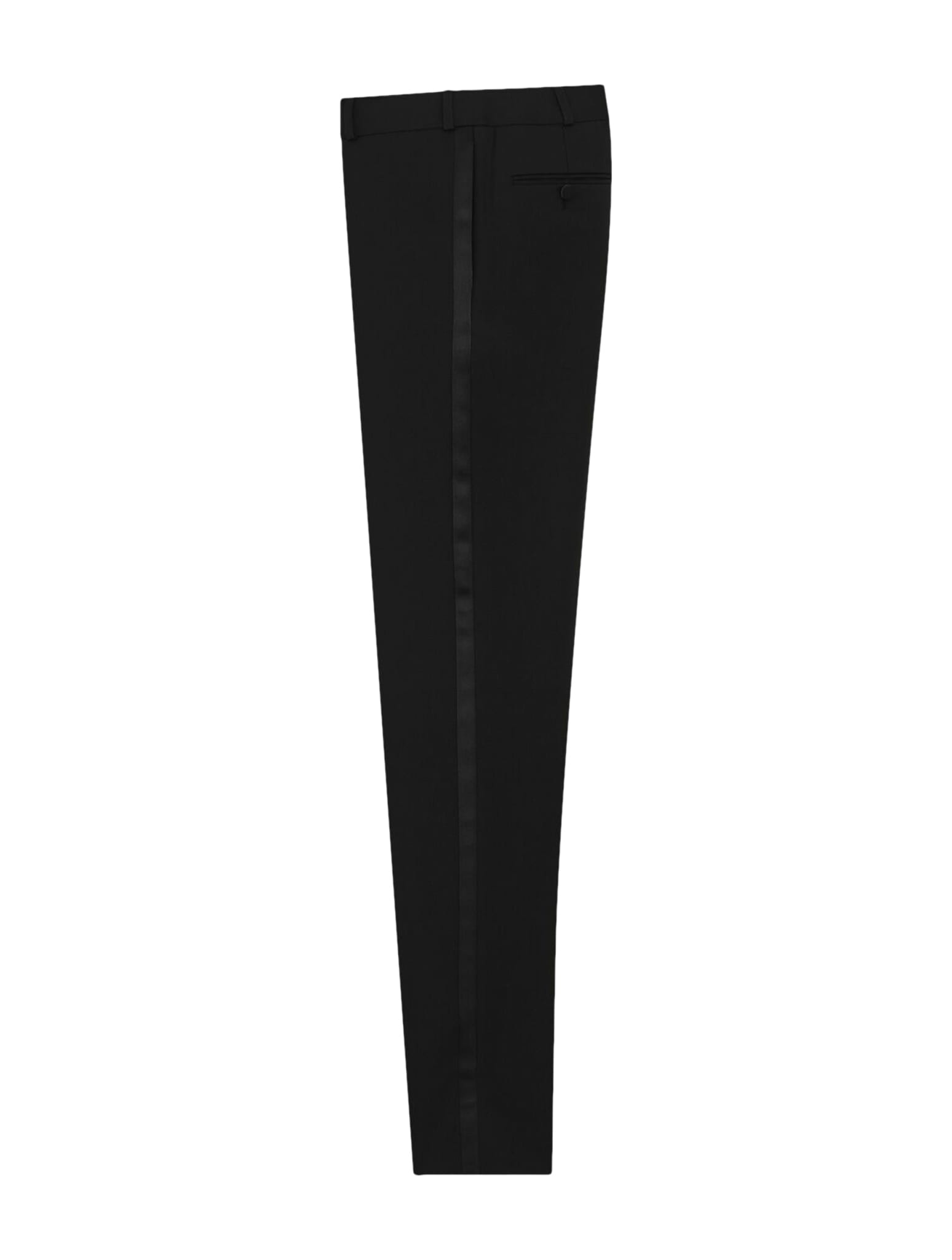 Saint Laurent Pleated Grain De Poudre Wool Straight-leg Pants In Noir