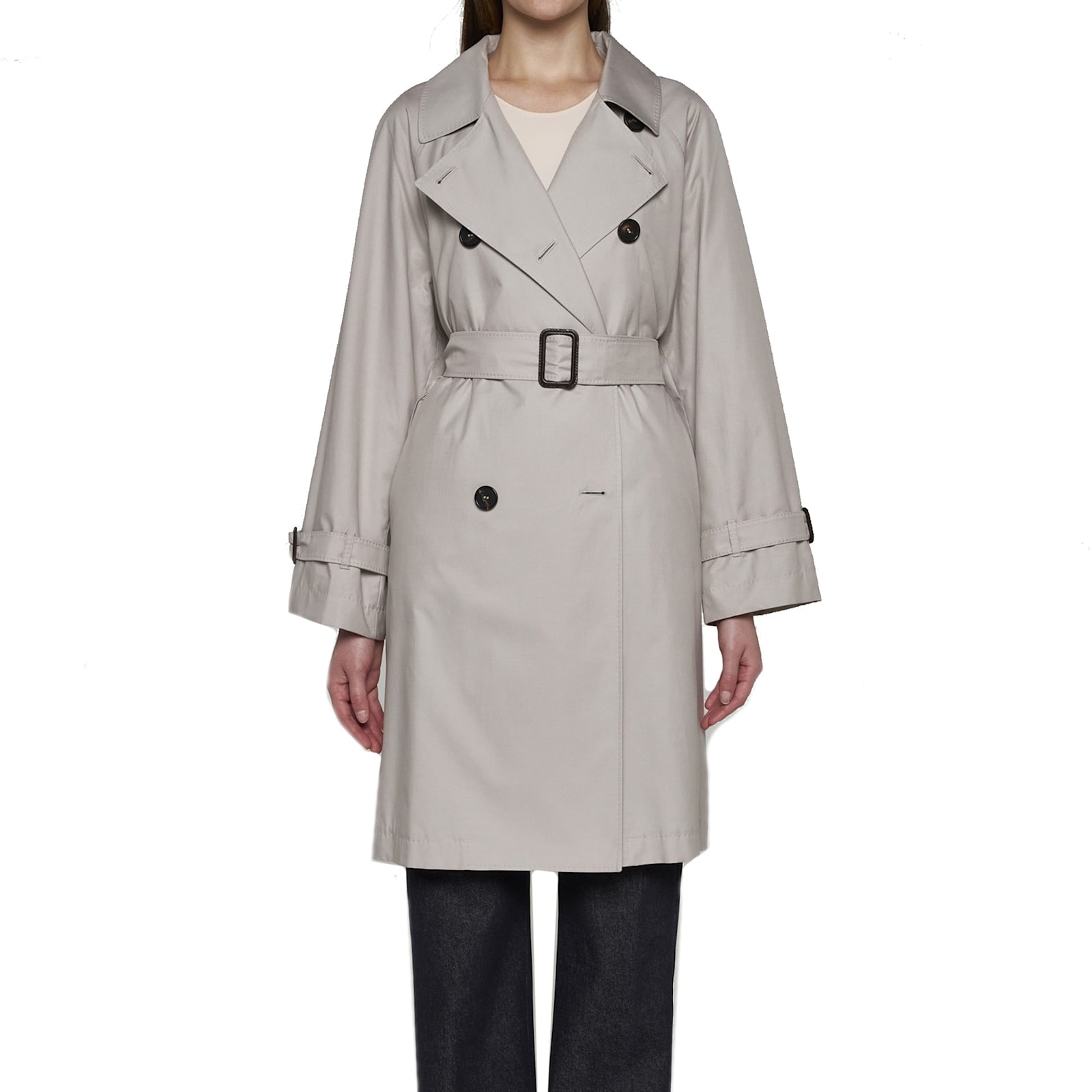 Shop Max Mara The Cube The Cube Blend Cotton Trench Coat In Beige