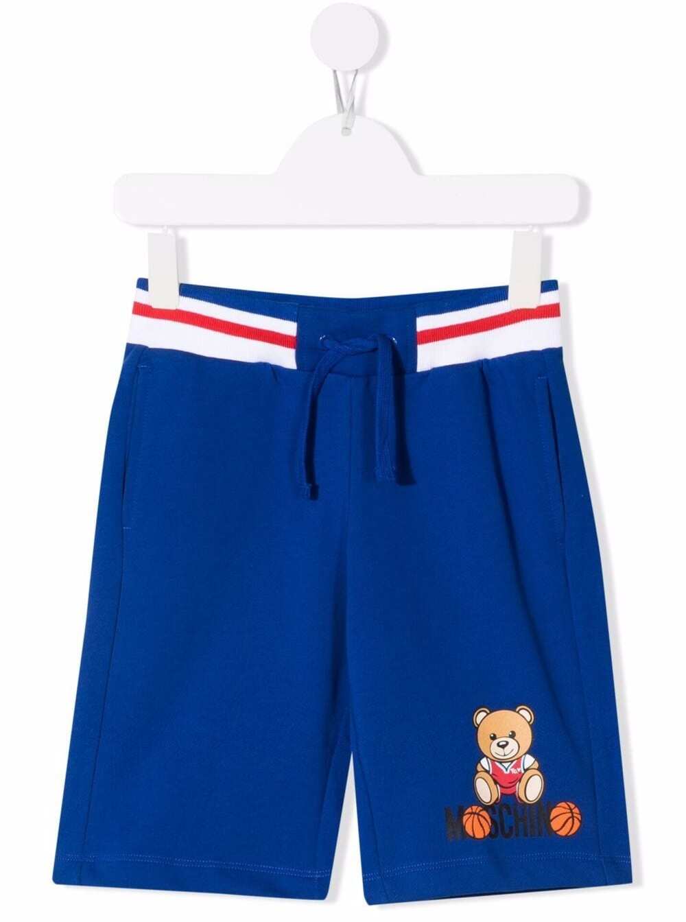Moschino Kids Mans Blue Cotton Bermuda Shorts With Logo
