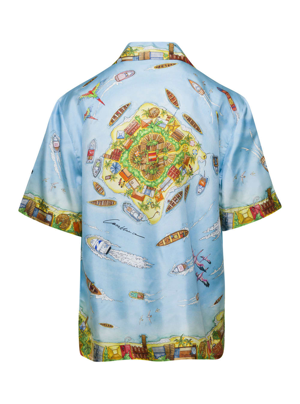 Shop Casablanca Multicolor Maison Sur Piloti Shirt In Silk Man In Blu