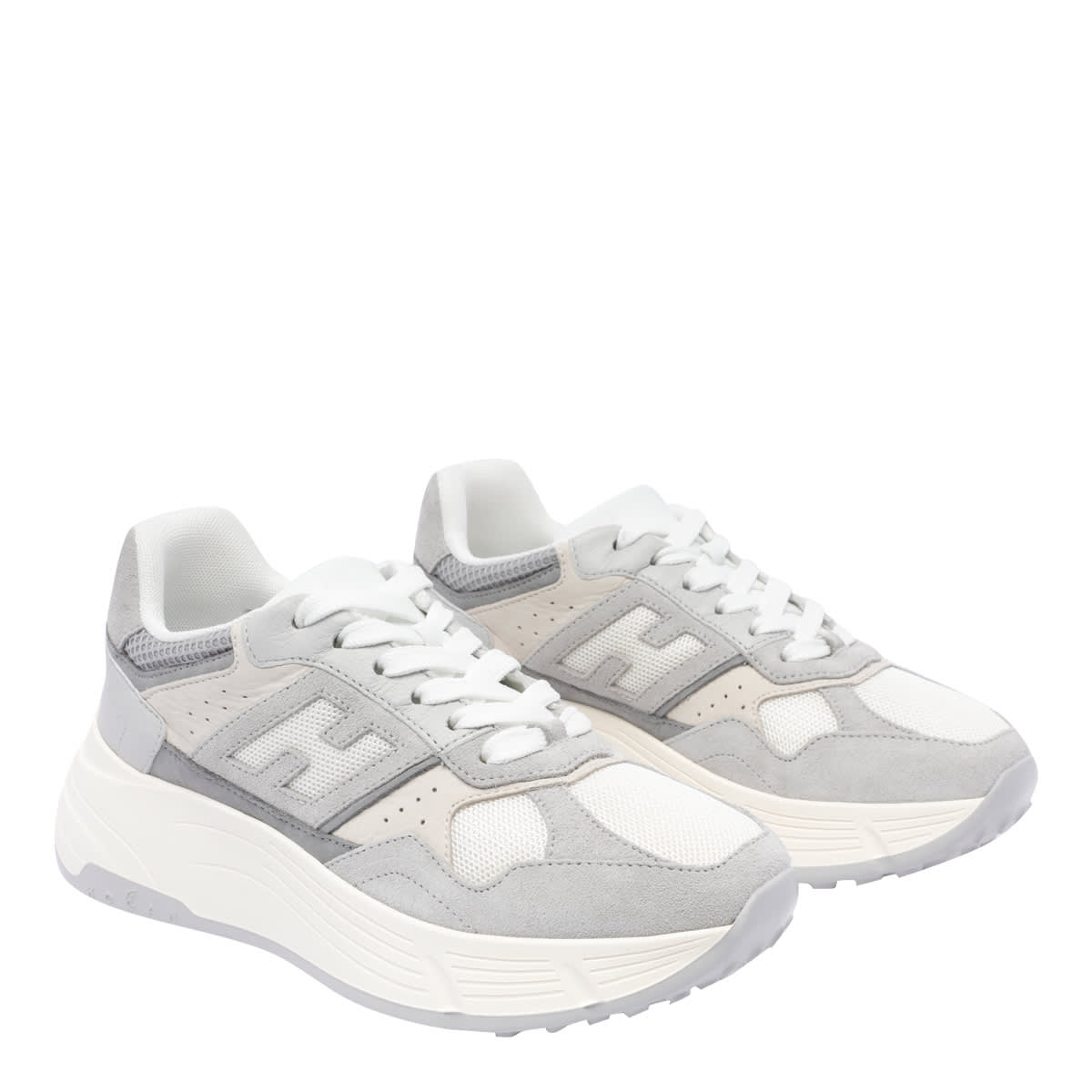 Hogan Low Top Sneakers With Suede And Leather In Grey