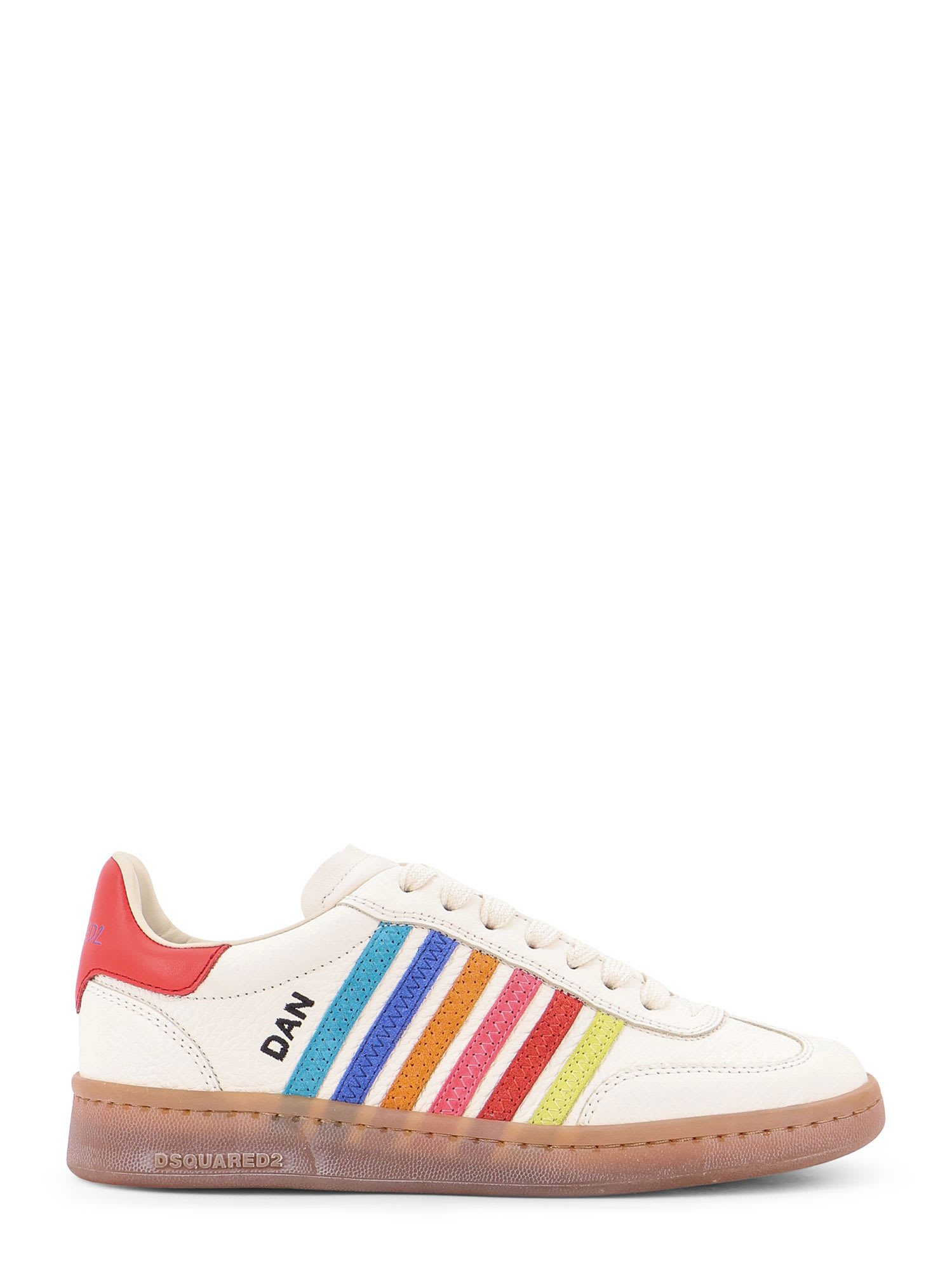 DSQUARED2 BOXER DSQUARED2 SUMMER LOVERS LEATHER SNEAKERS WITH MULTICOLOR STRIPES