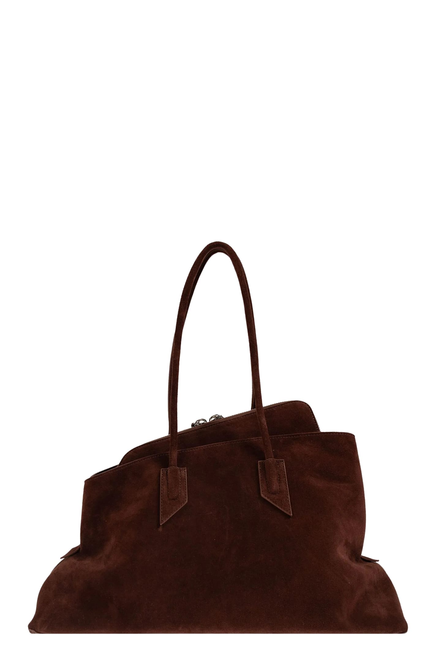 Attico Medium La Passeggiata Brushed Suede Shoulder Bag In Brown