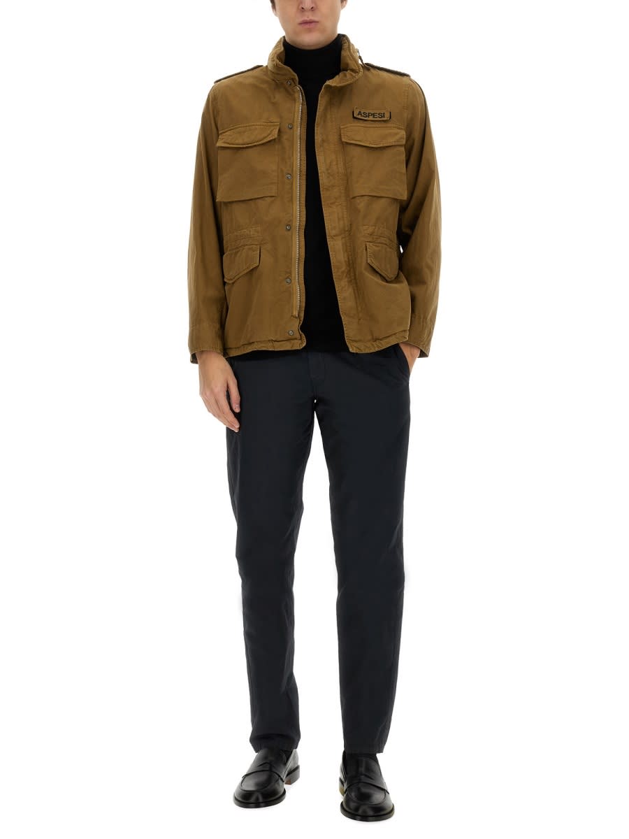 Aspesi Men's Jacket With Logo In Stone