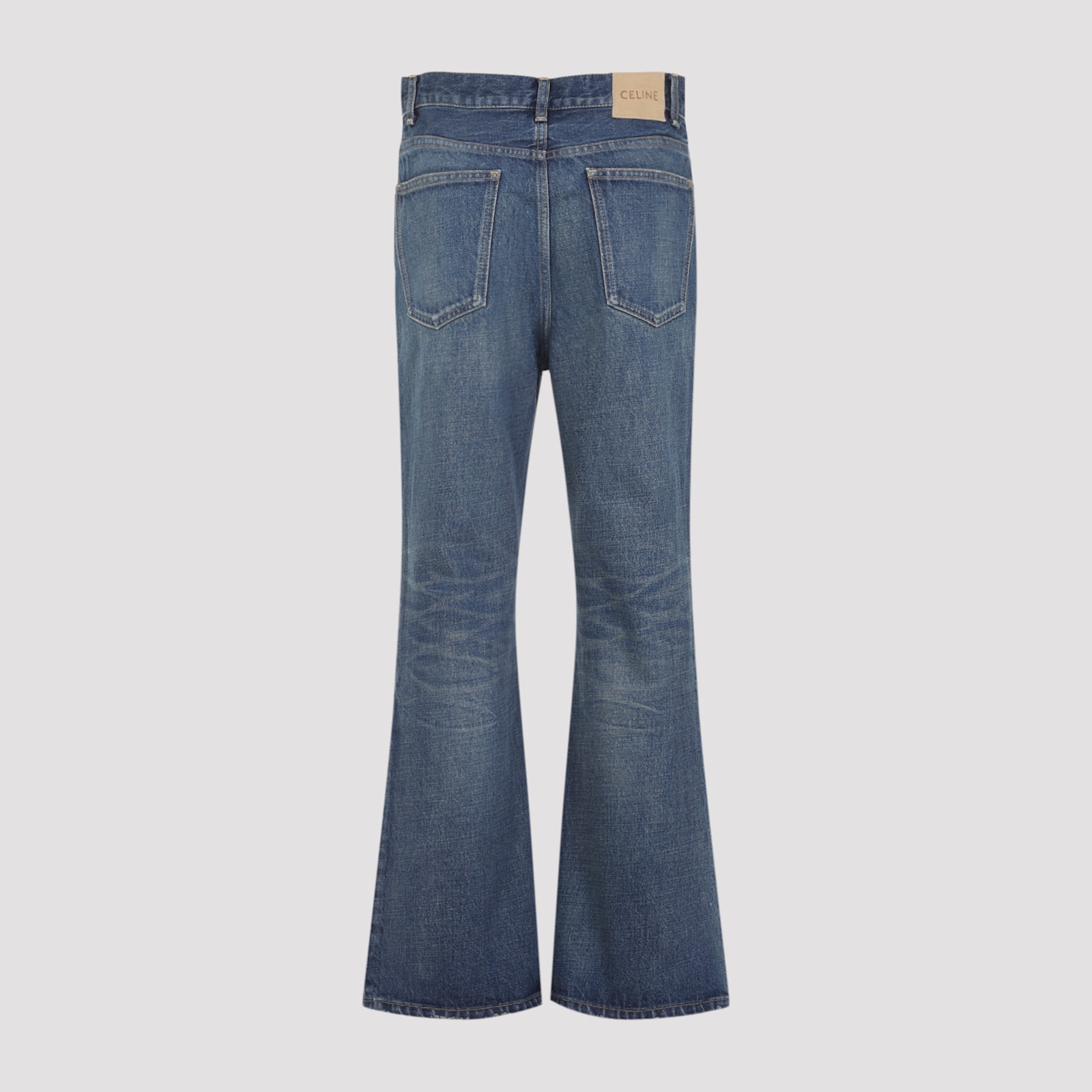 Celine Flared Leg Five-pocket Denim Trousers In Blue