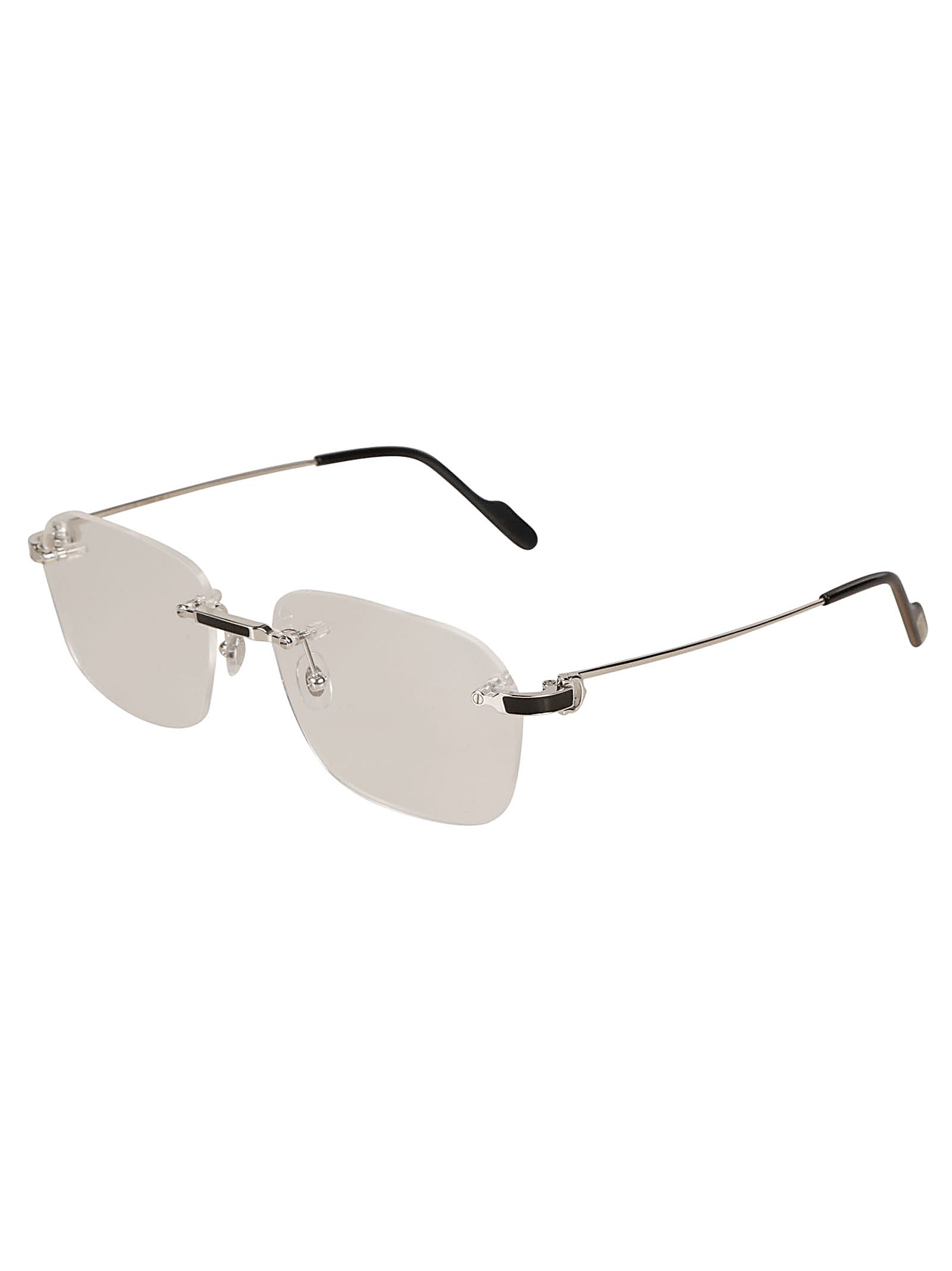 Shop Cartier Clear Frameless Sunglasses Sunglasses In Silver