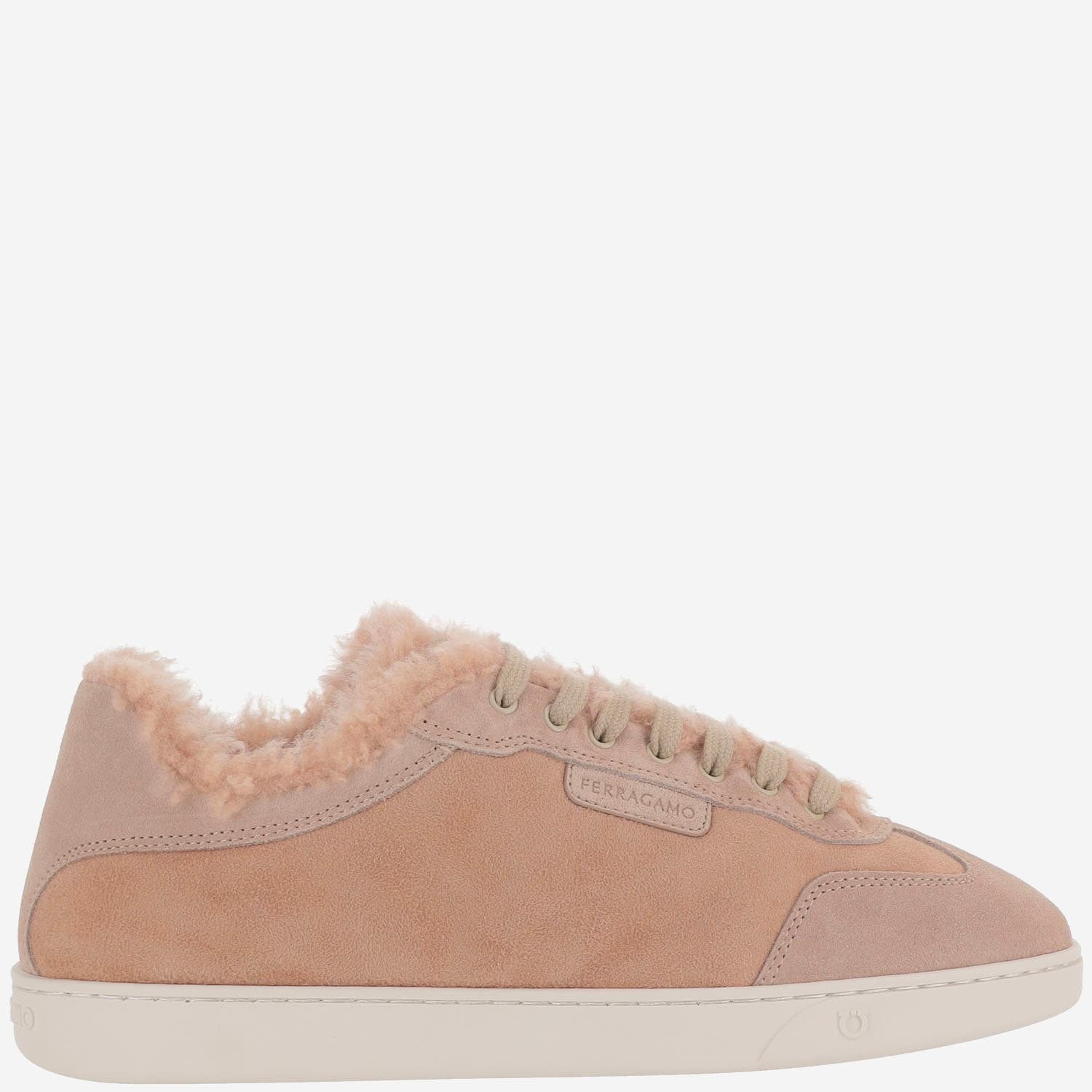 Ferragamo Athena Fur Sneakers In Pink