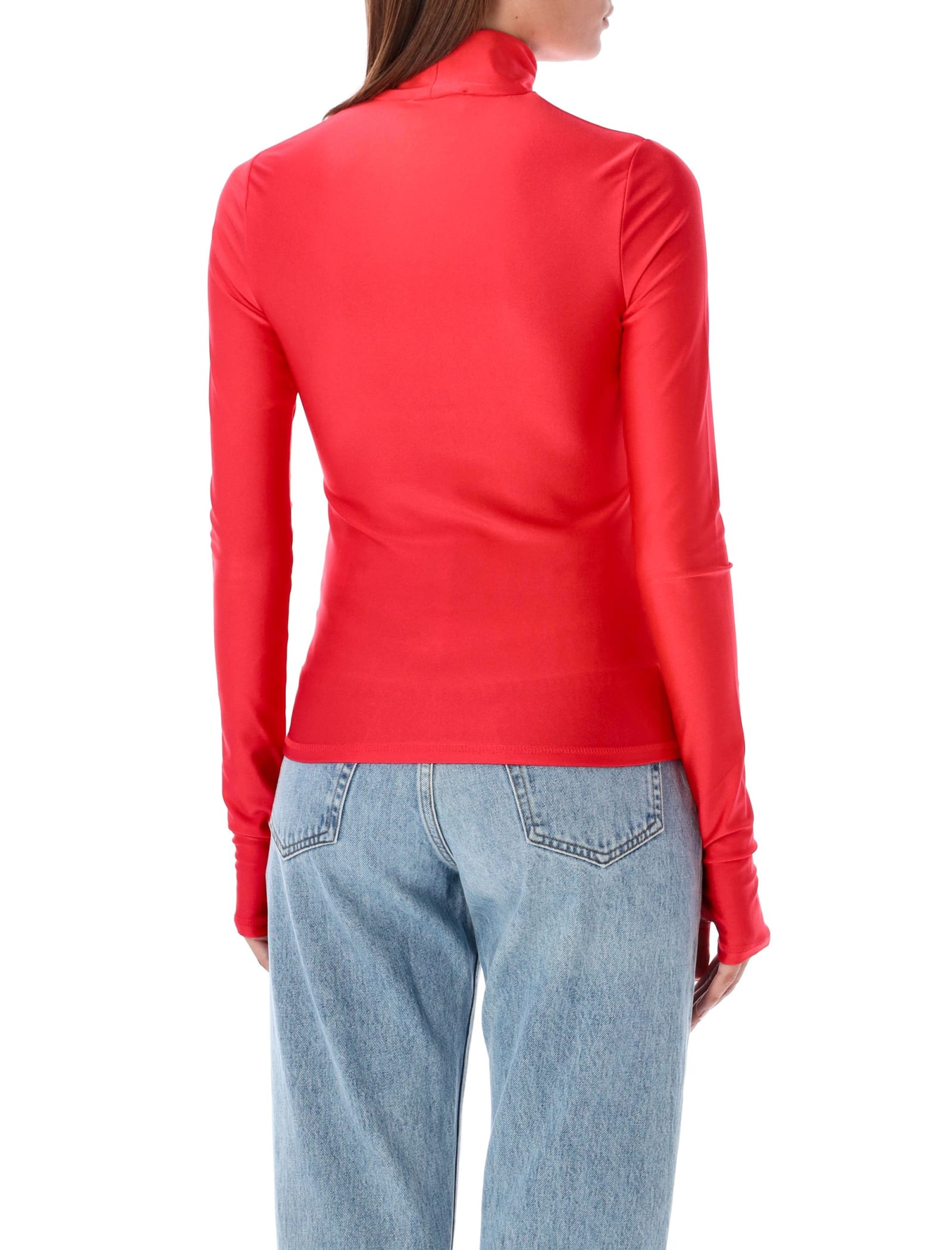 Shop Coperni Tight High Neck Top In Red