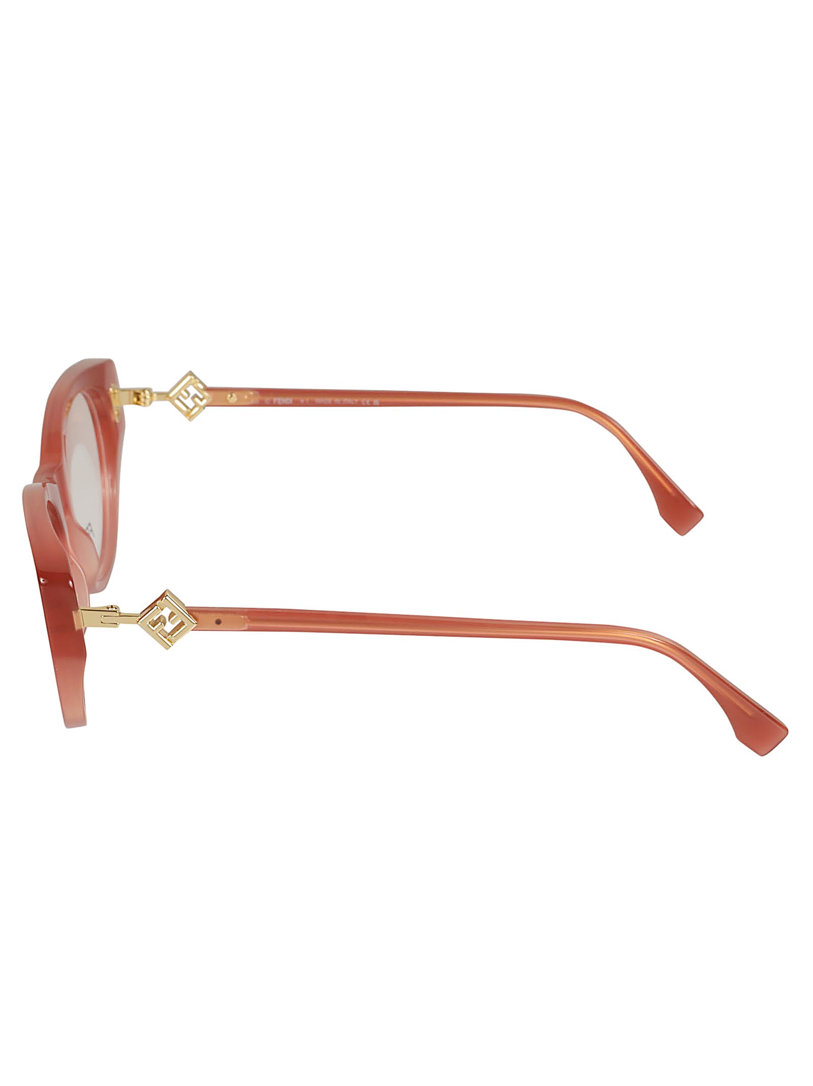 Fendi Logo Lens Round Frame In Red