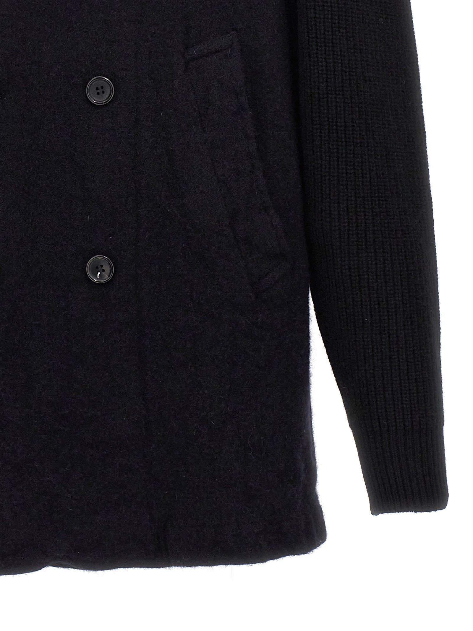Comme Des Garçons Shirt Double-breasted Wool Coat Coats, Trench Coats Blue In Blue
