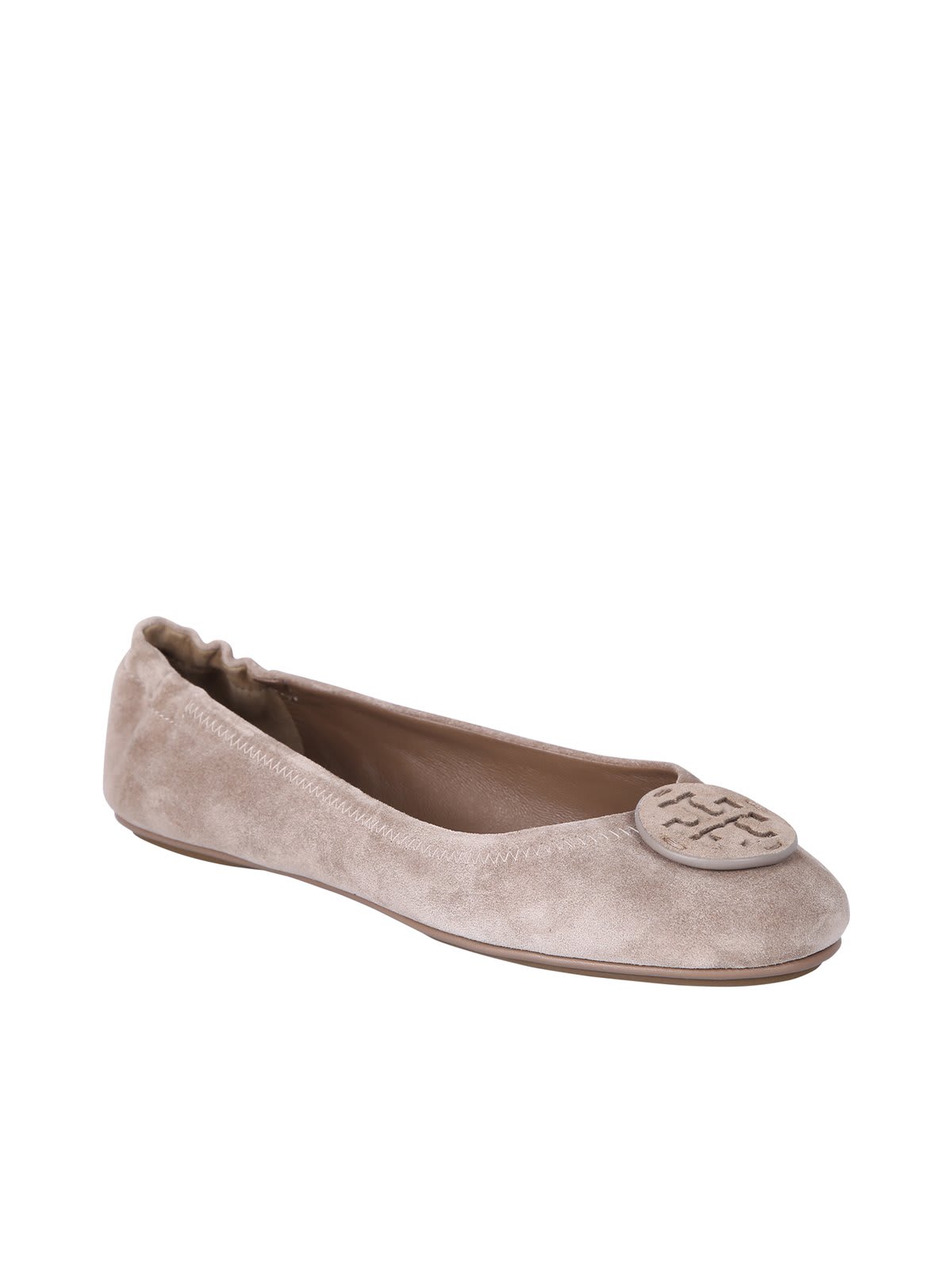 Shop Tory Burch Minnie Travel Ballet Flats In Beige