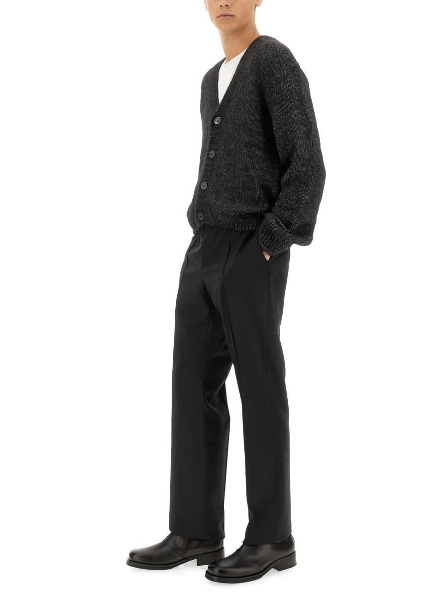Our Legacy Textured V-neck Cardigan With Button-down Front In Black