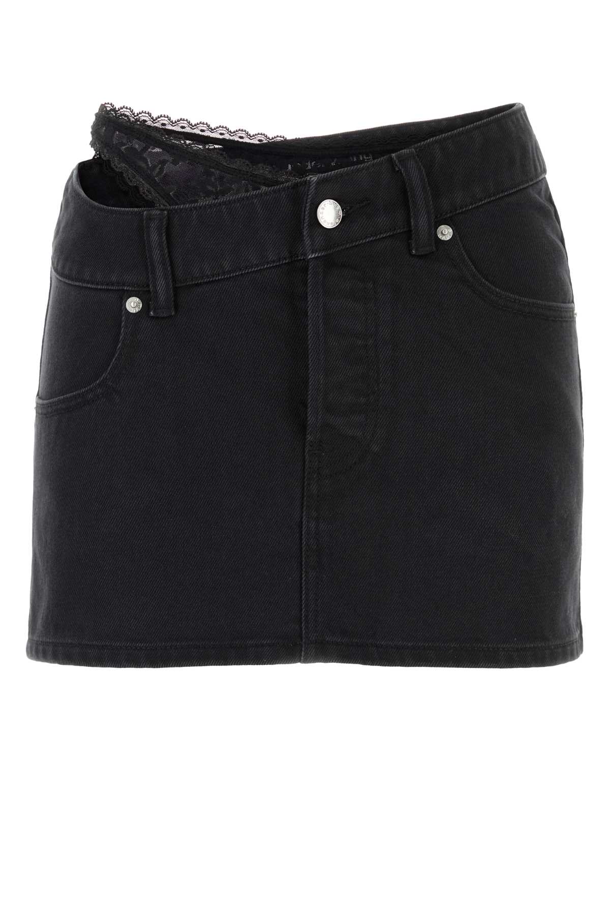 Black Denim Mini Skirt