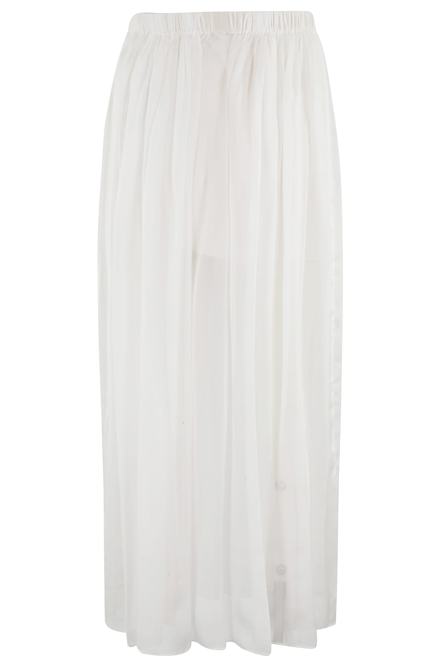 Alysi Flowing Chiffon Skirt With Gathered Waistband In Latte