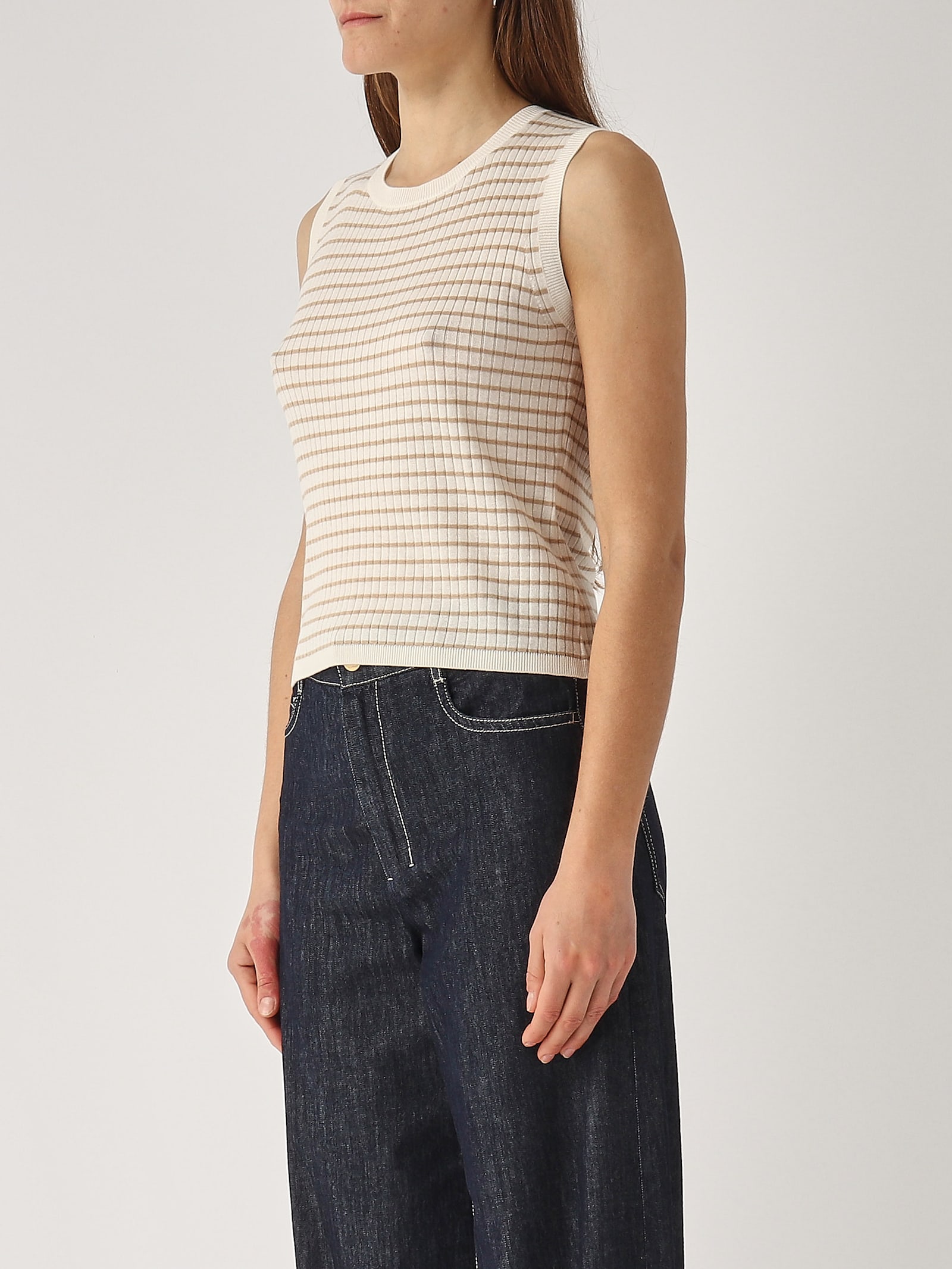 Max Mara Navy Lepre Jacket In Panna-beige