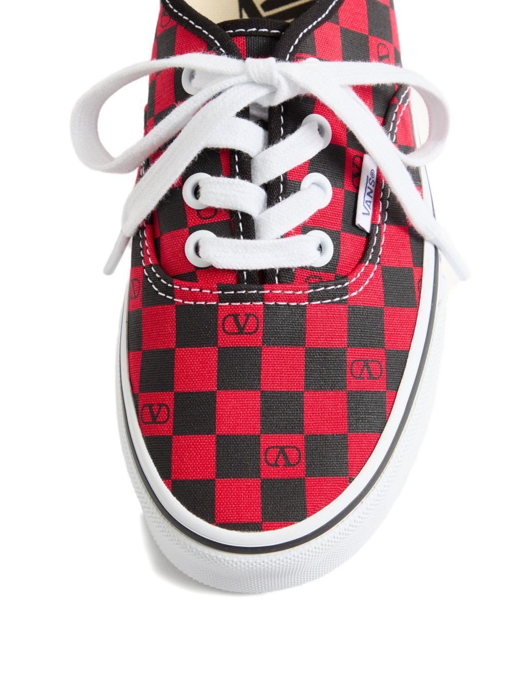 Valentino Garavani And Vans Low-top Trainer In Fabric With Vlogo Checkerboard Print In Red