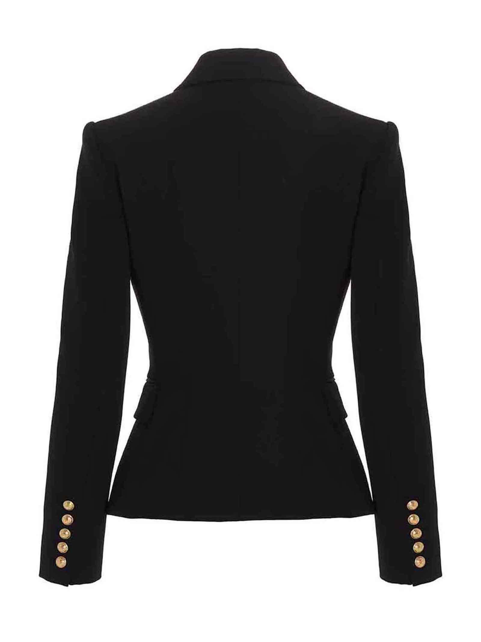 Shop Balmain Double Breast Blazer Jacket With Logo Buttons In Black