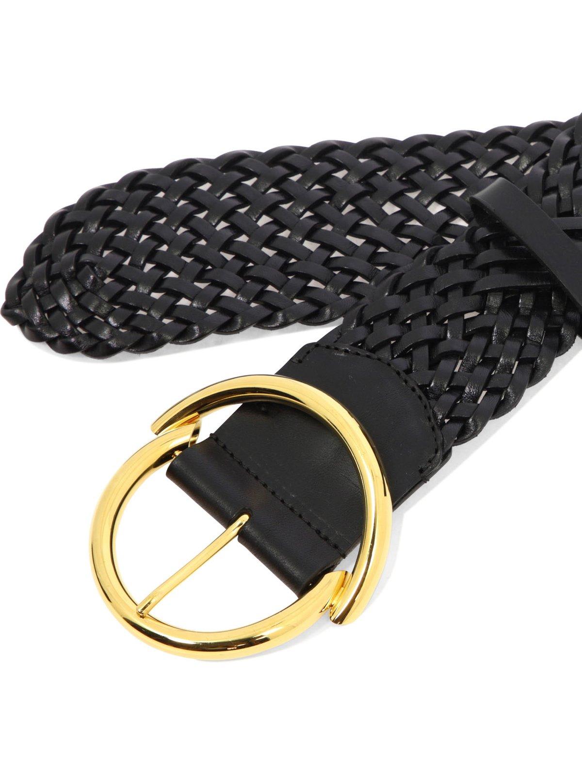 Shop Etro Braided Buckle Belt In Nero