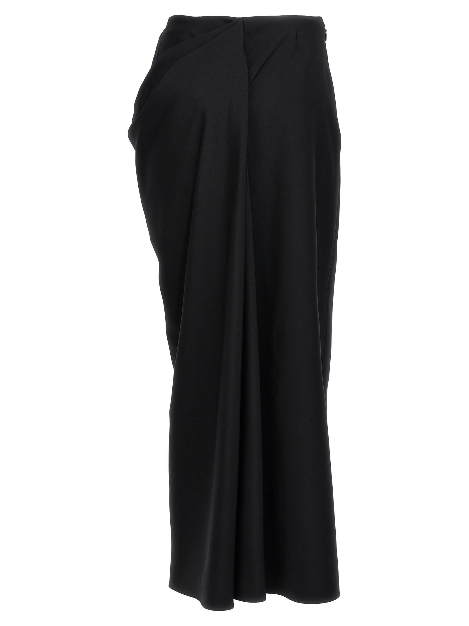 Shop Alexander Mcqueen Slashed Drape Skirt In Black