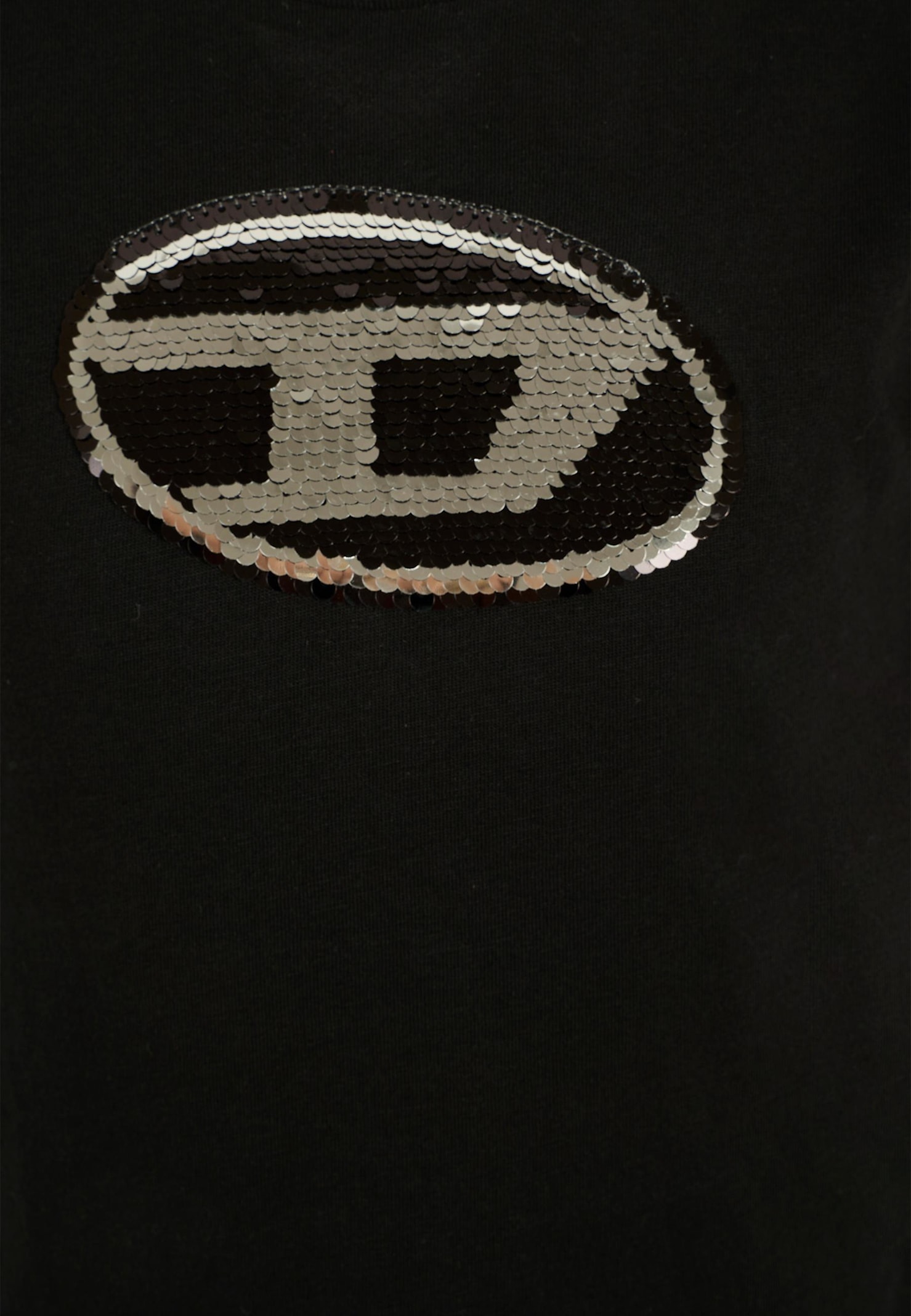 Diesel Cotton T-shirt With Sequin Logo In Black