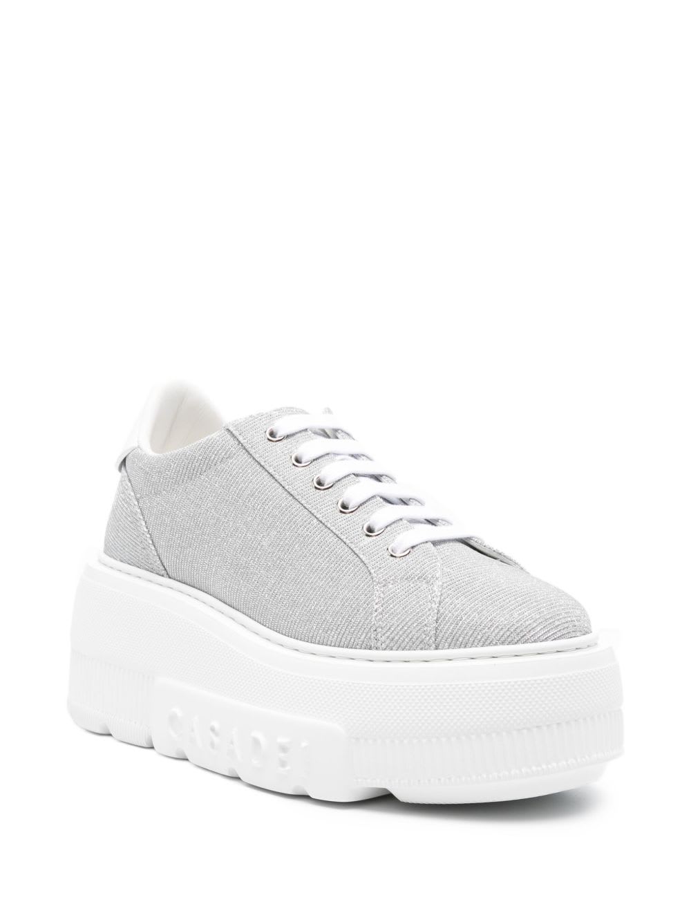 Casadei Silver Platform Sneaker Sneakers In White