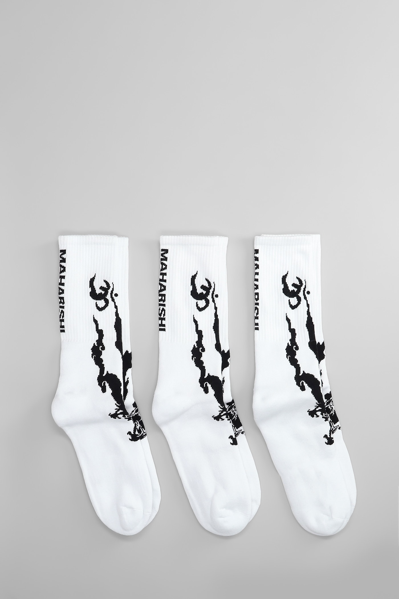 Bonsai Dragon Socks In White Cotton