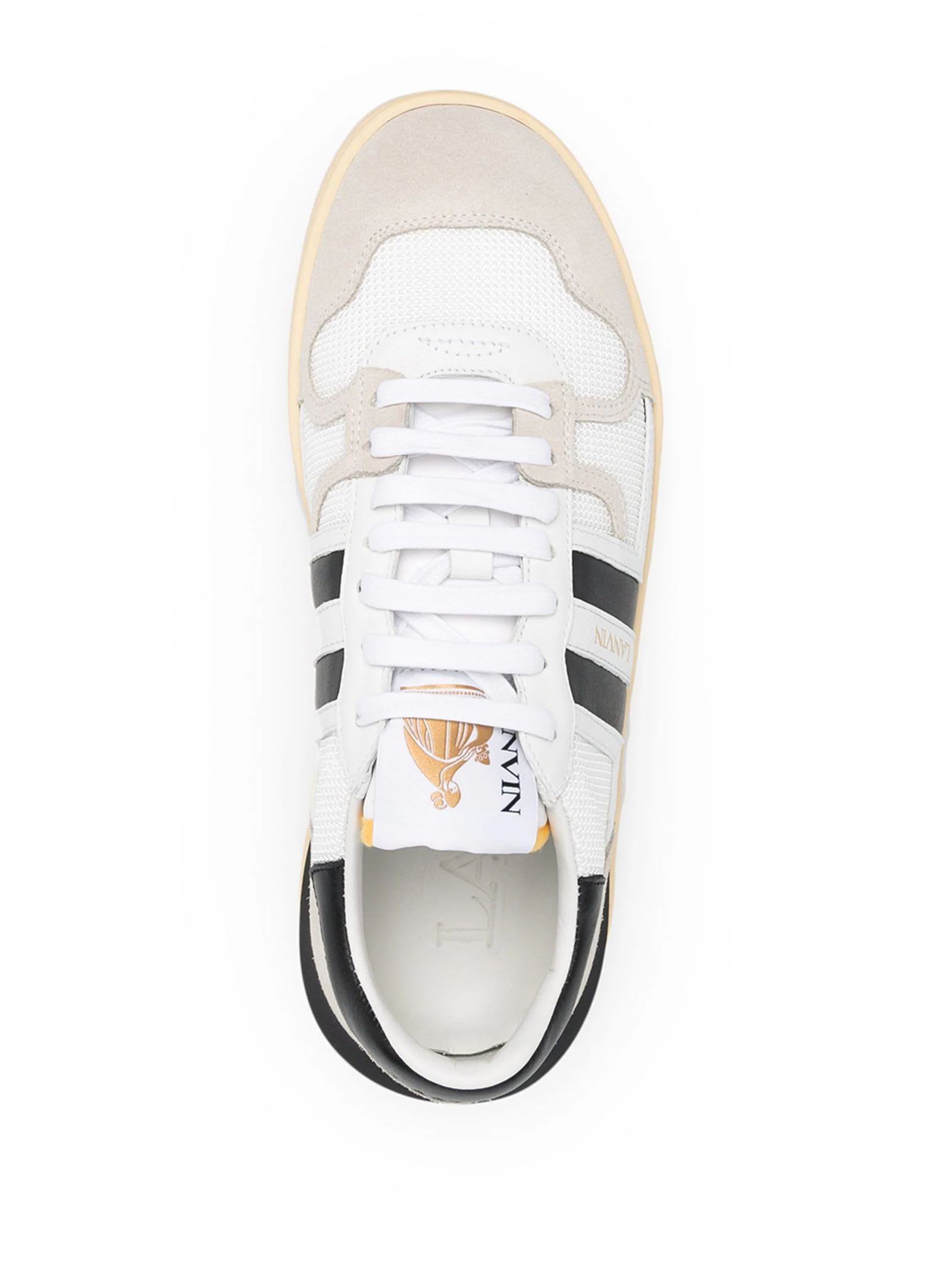 Shop Lanvin White Leather And Mesh Clay Low Top Sneakers