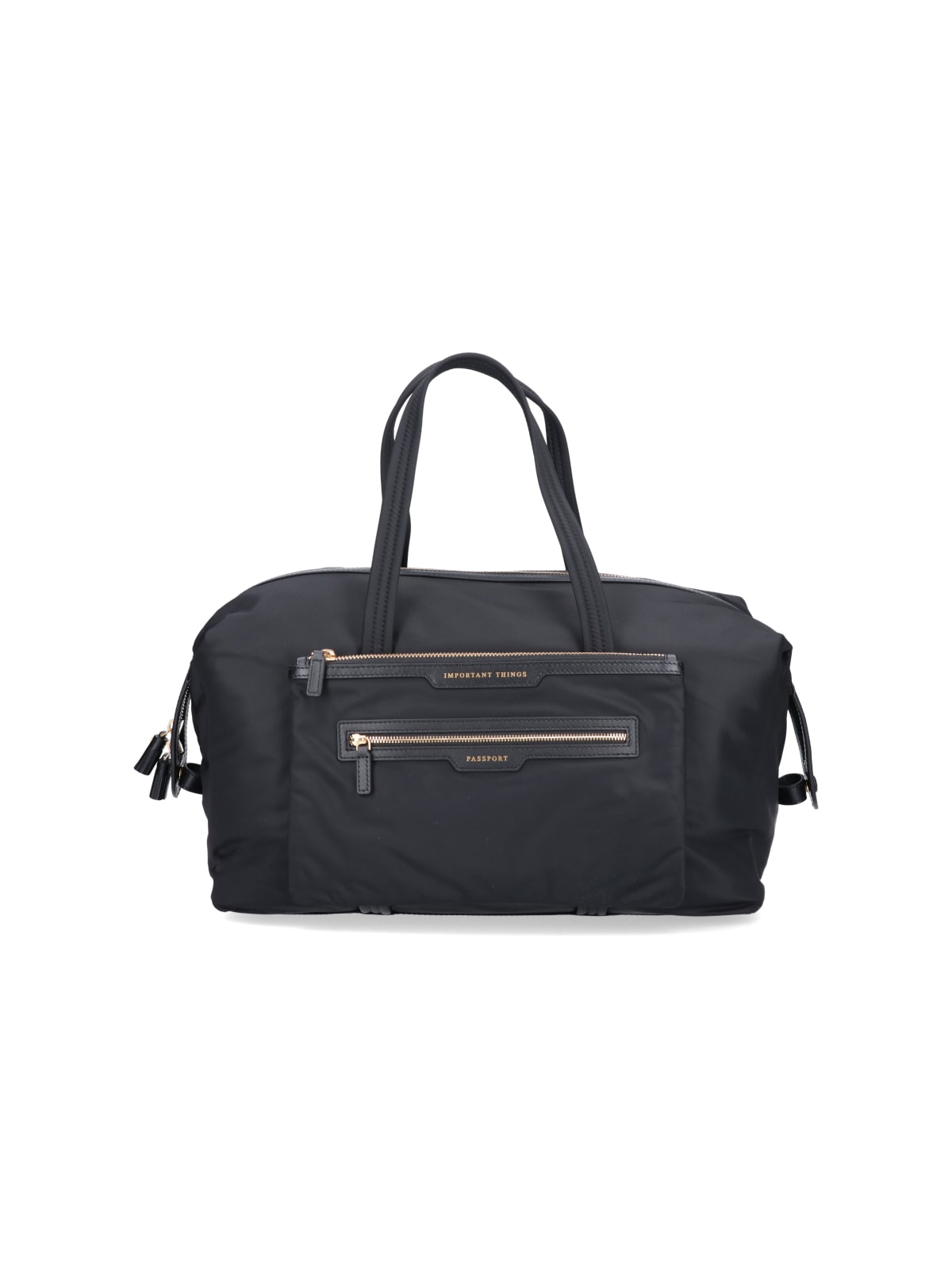 Anya Hindmarch Sleek Black Tote Bag With Gold Accents In Blue