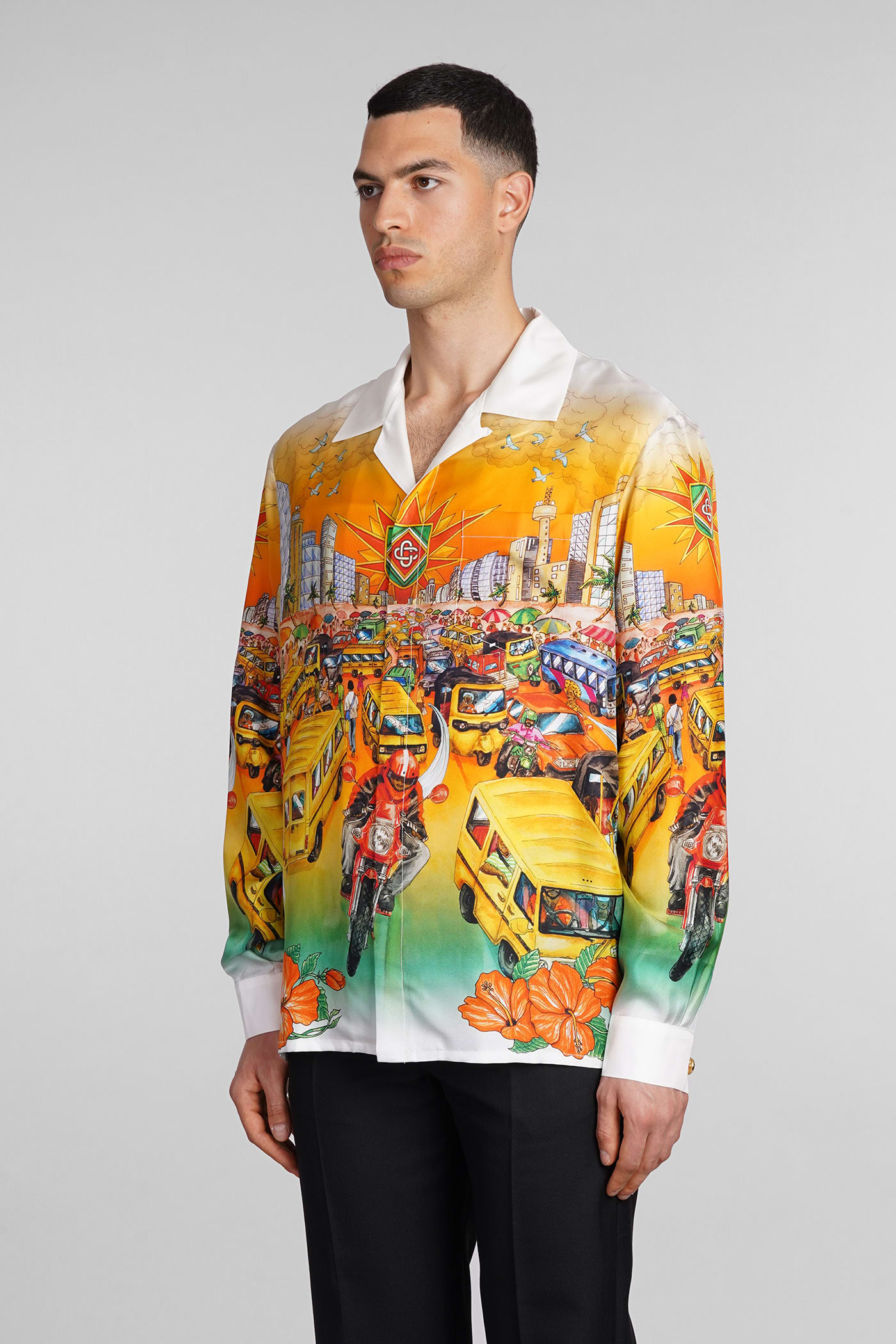 Shop Casablanca Shirt In Multicolor Silk
