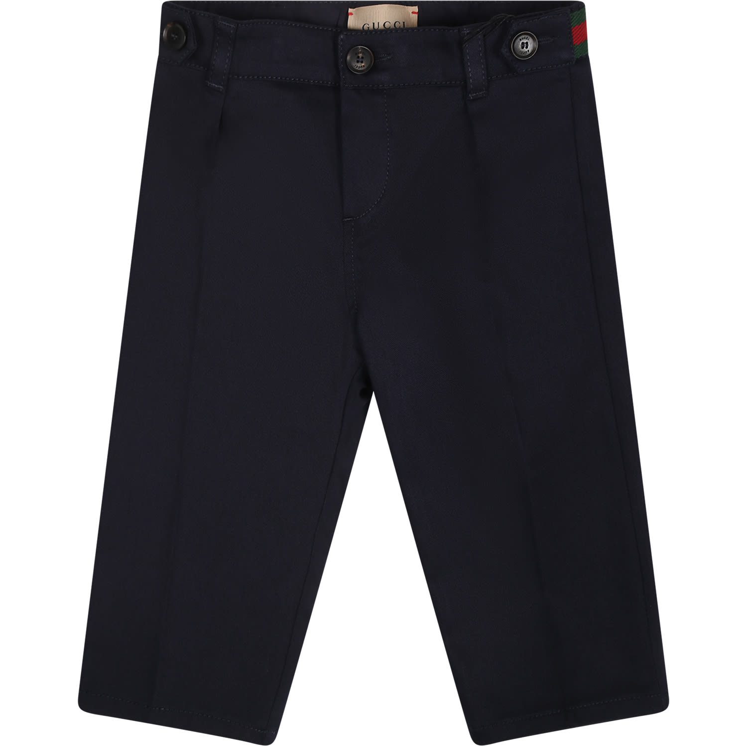 Gucci Blue Trousers For Baby Boy With Web Detail
