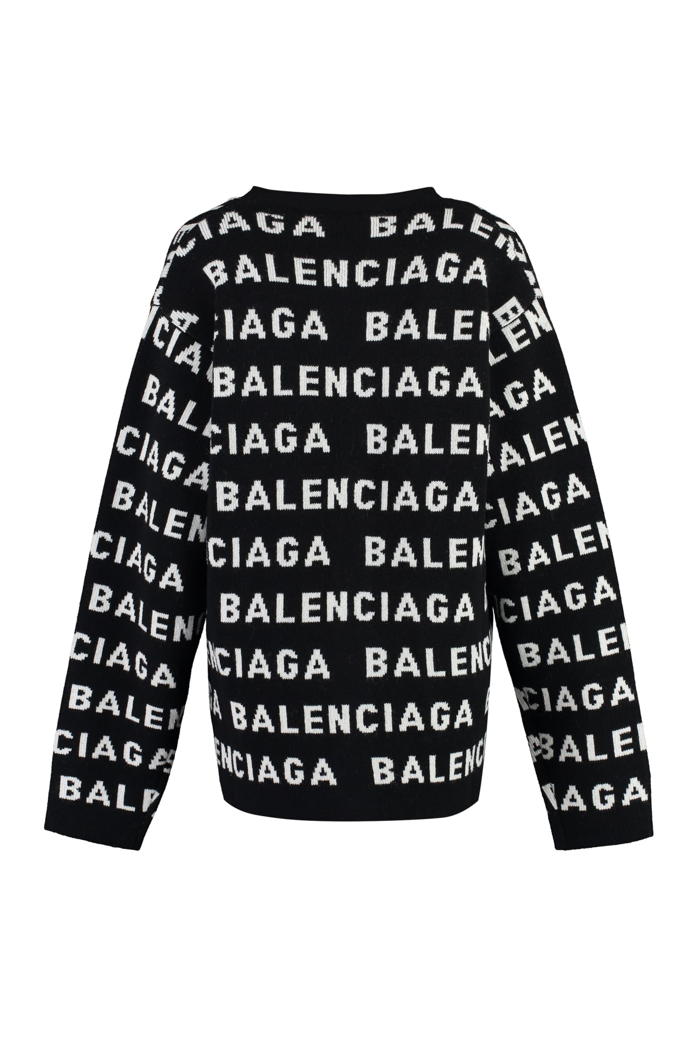 Shop Balenciaga Wool Cardigan In Black White