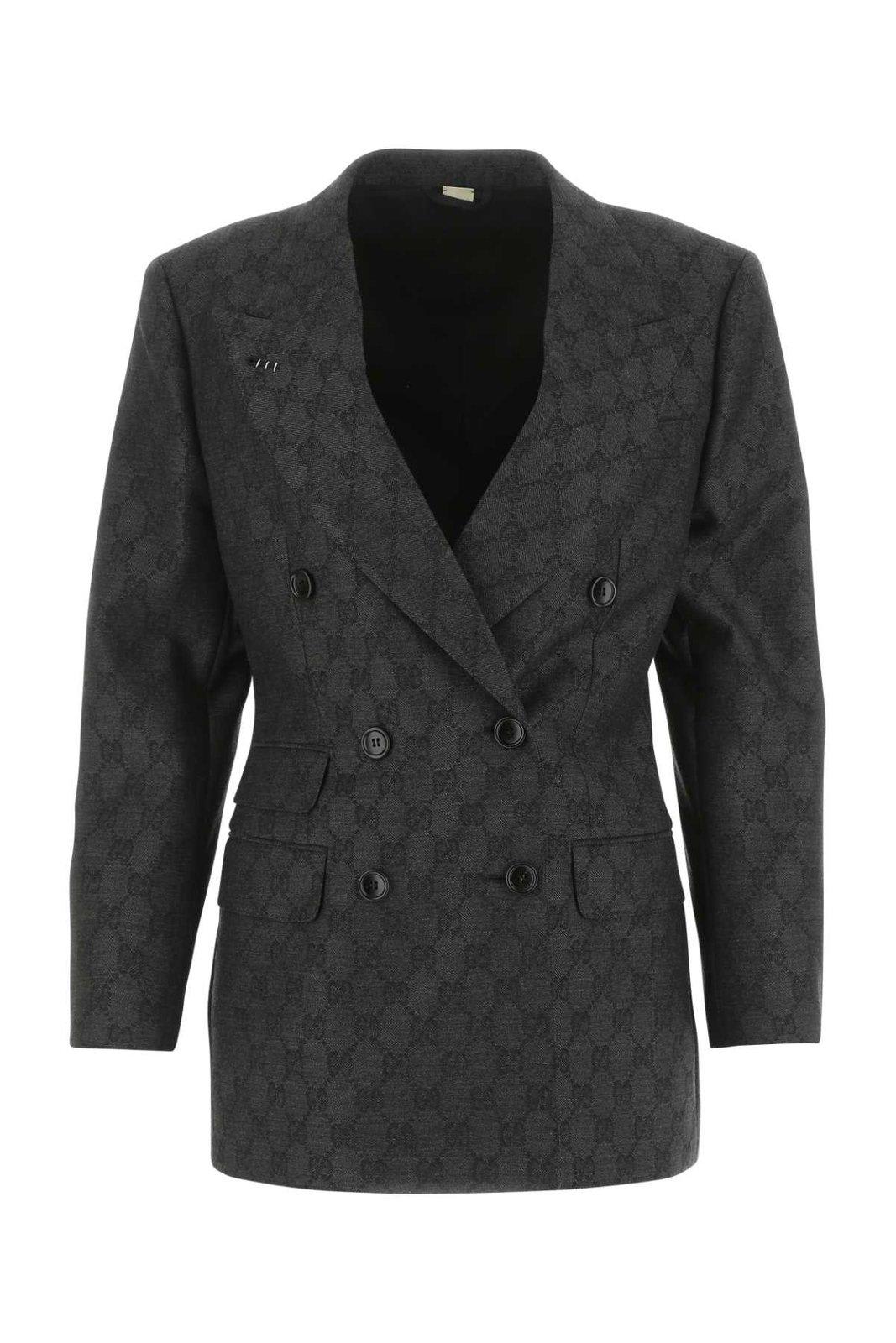 Shop Gucci Gg Jacquard Double-breasted Jacket