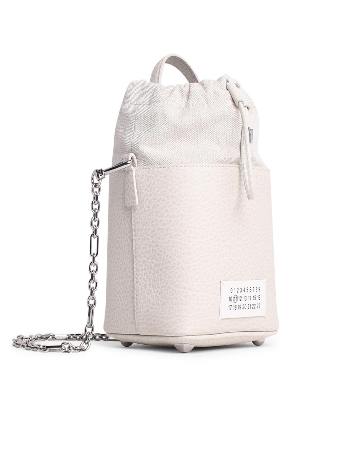 MAISON MARGIELA SAC BUCKET BAG IN LIGHT GREY LEATHER 