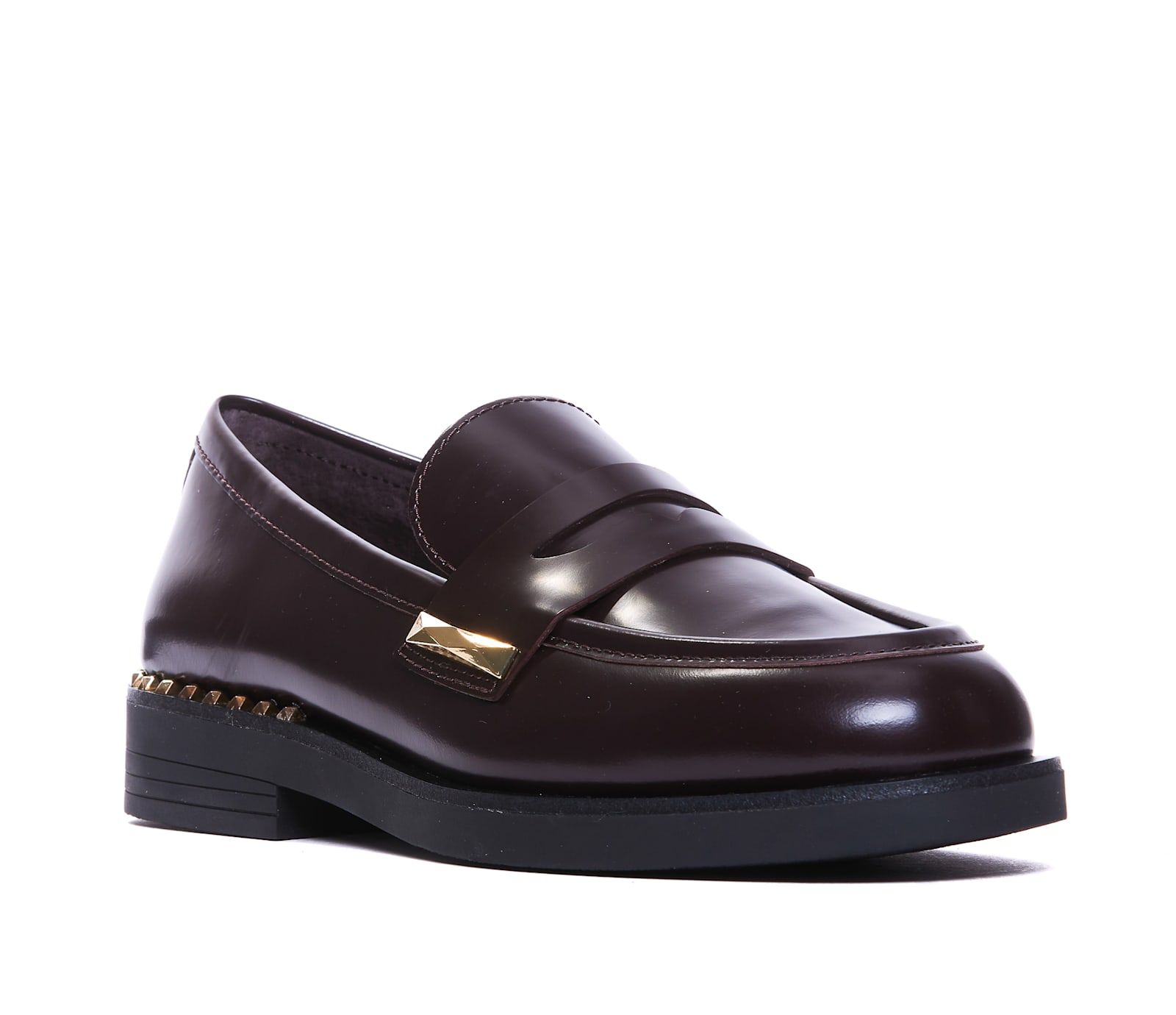 Shop Ash Whisper Studs Loafers In Bordeaux