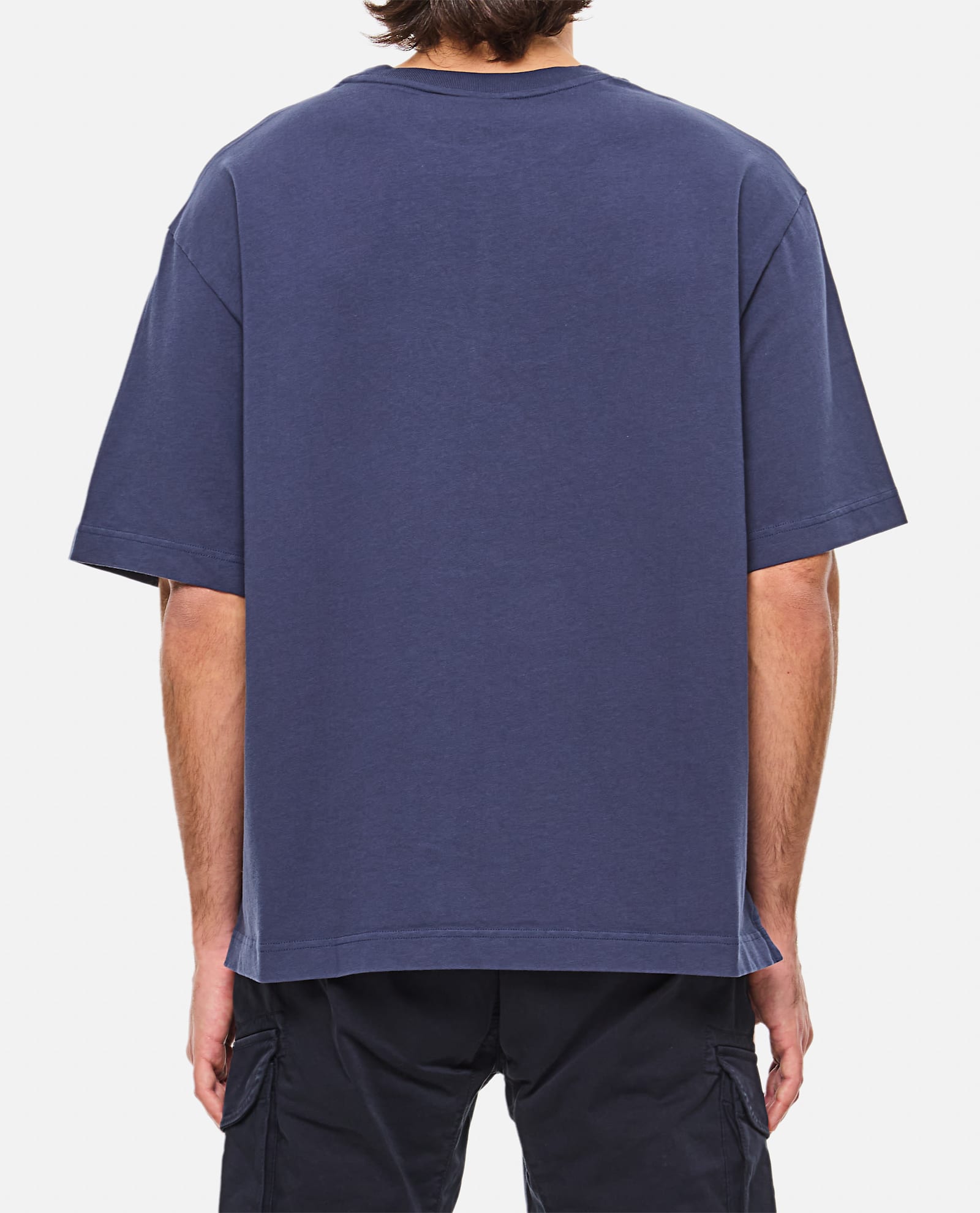 Maison Kitsuné Maison Kitsune Handwriting Embroidery Oversize Tee In Ink Blue